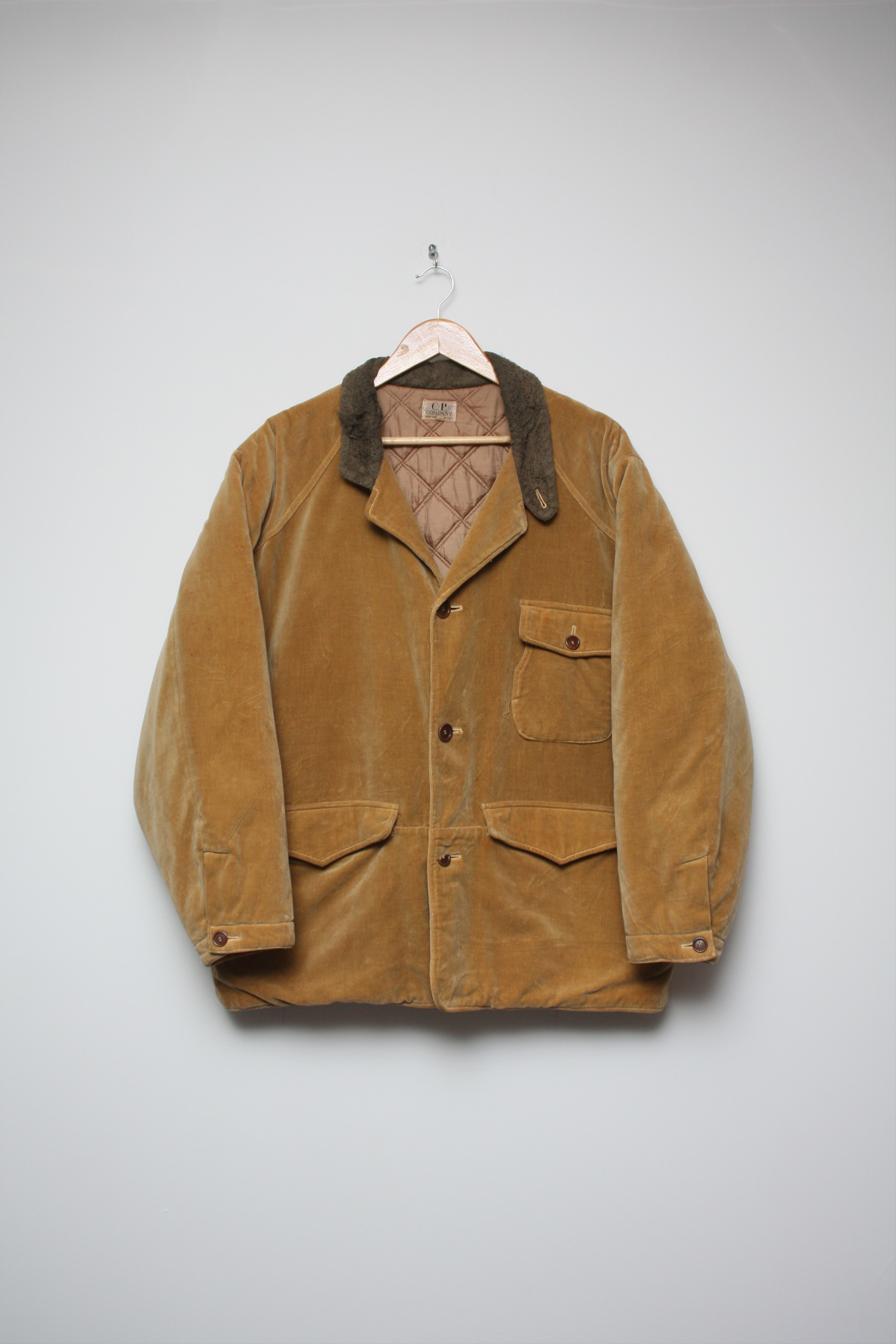 image of C P Company x Massimo Osti C.p. Company Velour Mustard Brown Heavy Coat Vintage, Men's (Size Medium