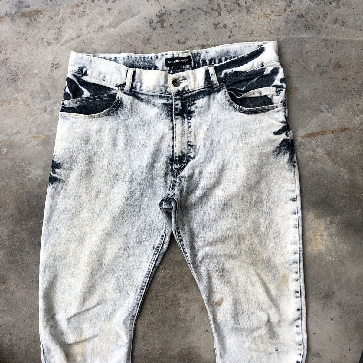 Japanese Brand × semanticdesign 🔥Sick🔥Semantic Design Splash Acid Wash Soft Curve Denim Size US 33 - 2 Thumbnail