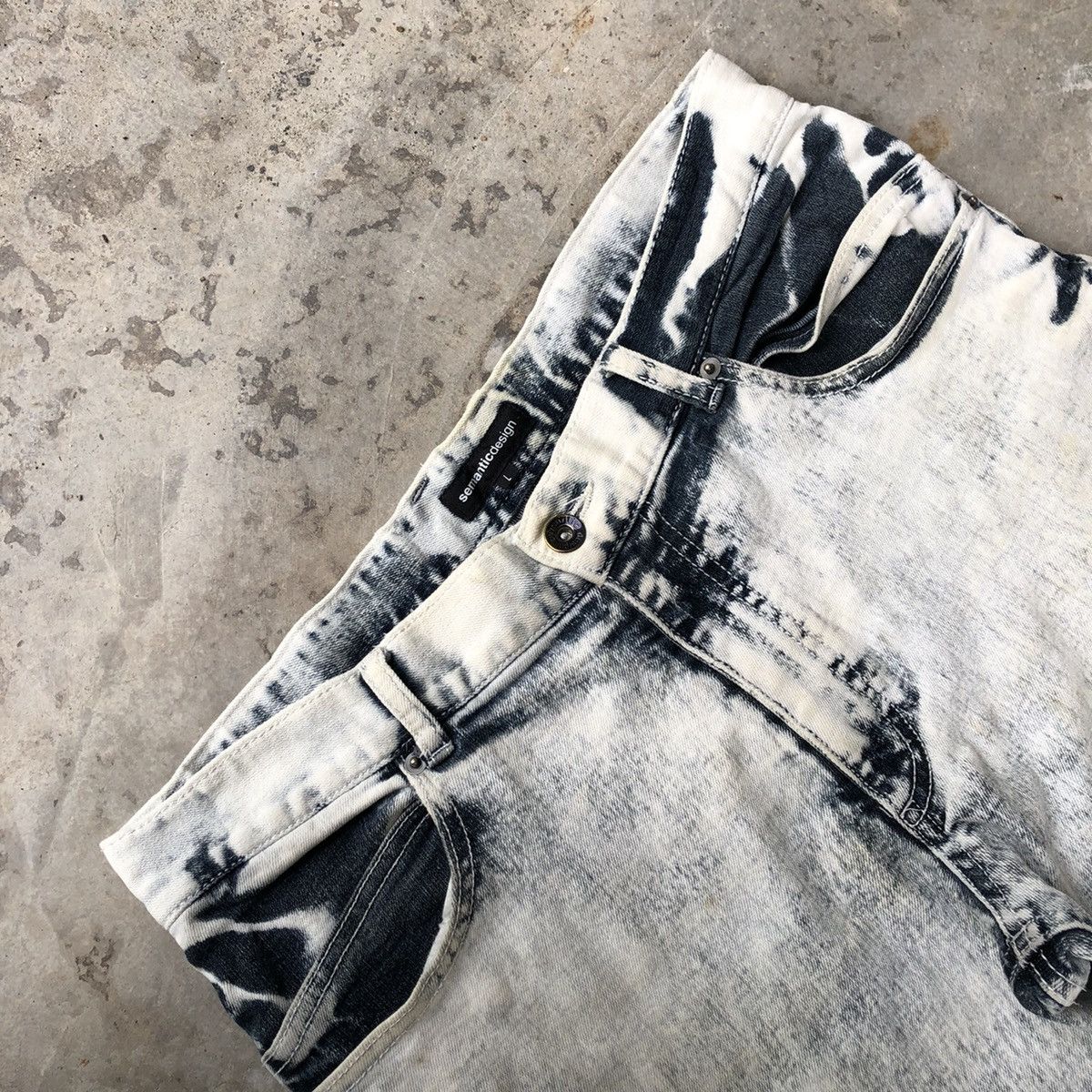 Japanese Brand × semanticdesign 🔥Sick🔥Semantic Design Splash Acid Wash Soft Curve Denim Size US 33 - 17 Thumbnail