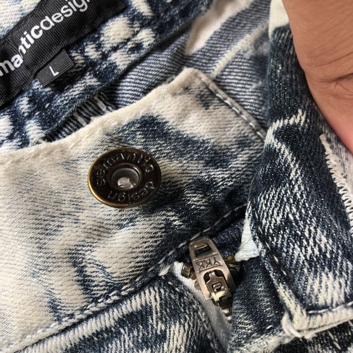 Japanese Brand × semanticdesign 🔥Sick🔥Semantic Design Splash Acid Wash Soft Curve Denim Size US 33 - 18 Thumbnail