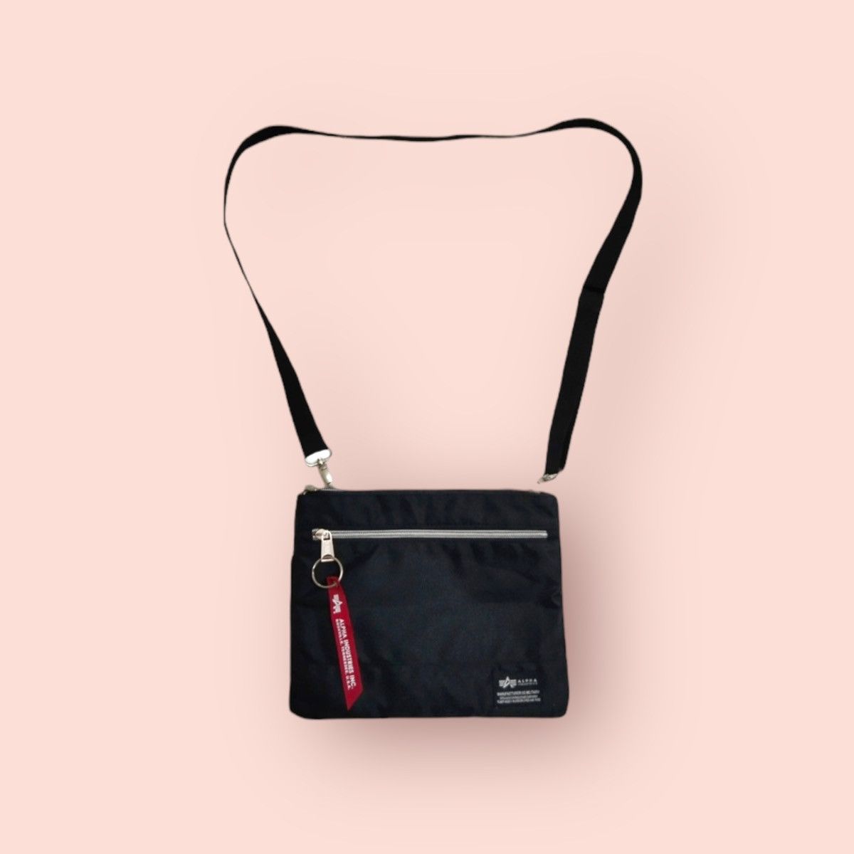 image of Alpha Industries Mini Slim Shoulder Crossbody Sling in Black/Orange, Men's