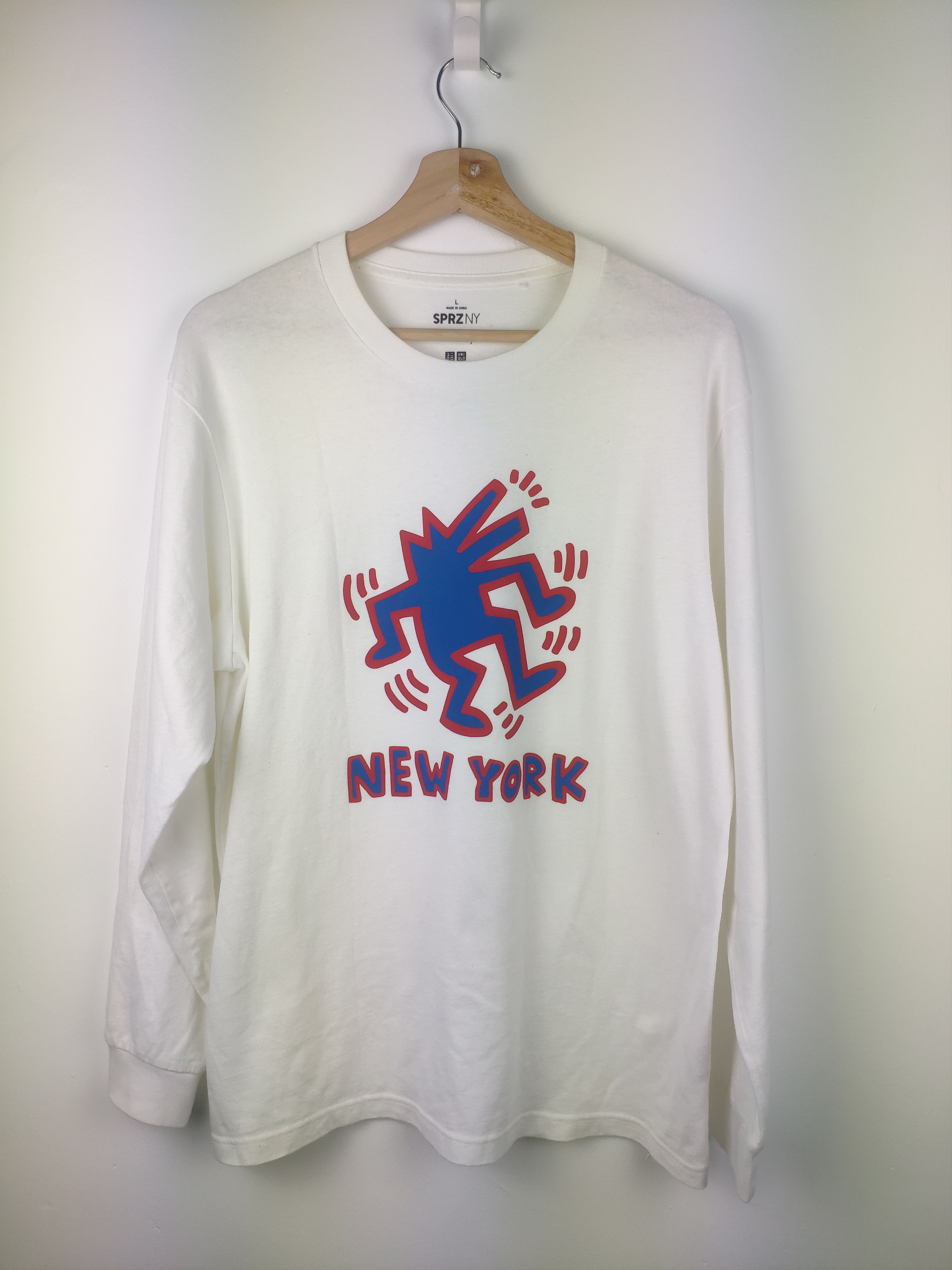 image of Steal Keith Haring Shirt X Uniqlo Long Sleeve Tee in White, Men's (Size Medium)
