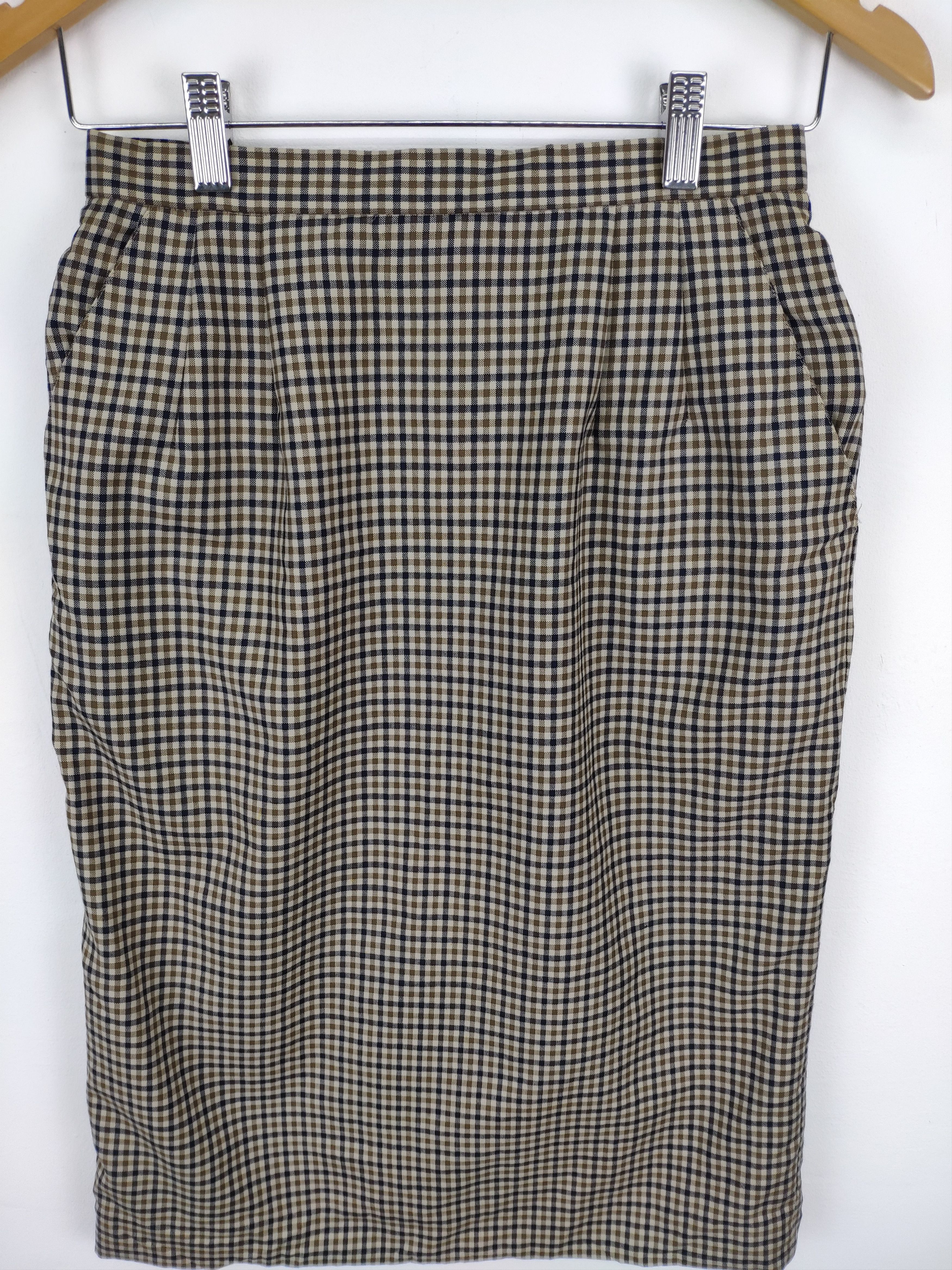 Aquascutum × Japanese Brand Vintage Aquascutum Wool Midi Skirt Checkered Size 24" / US 00 / IT 34 - 6 Thumbnail