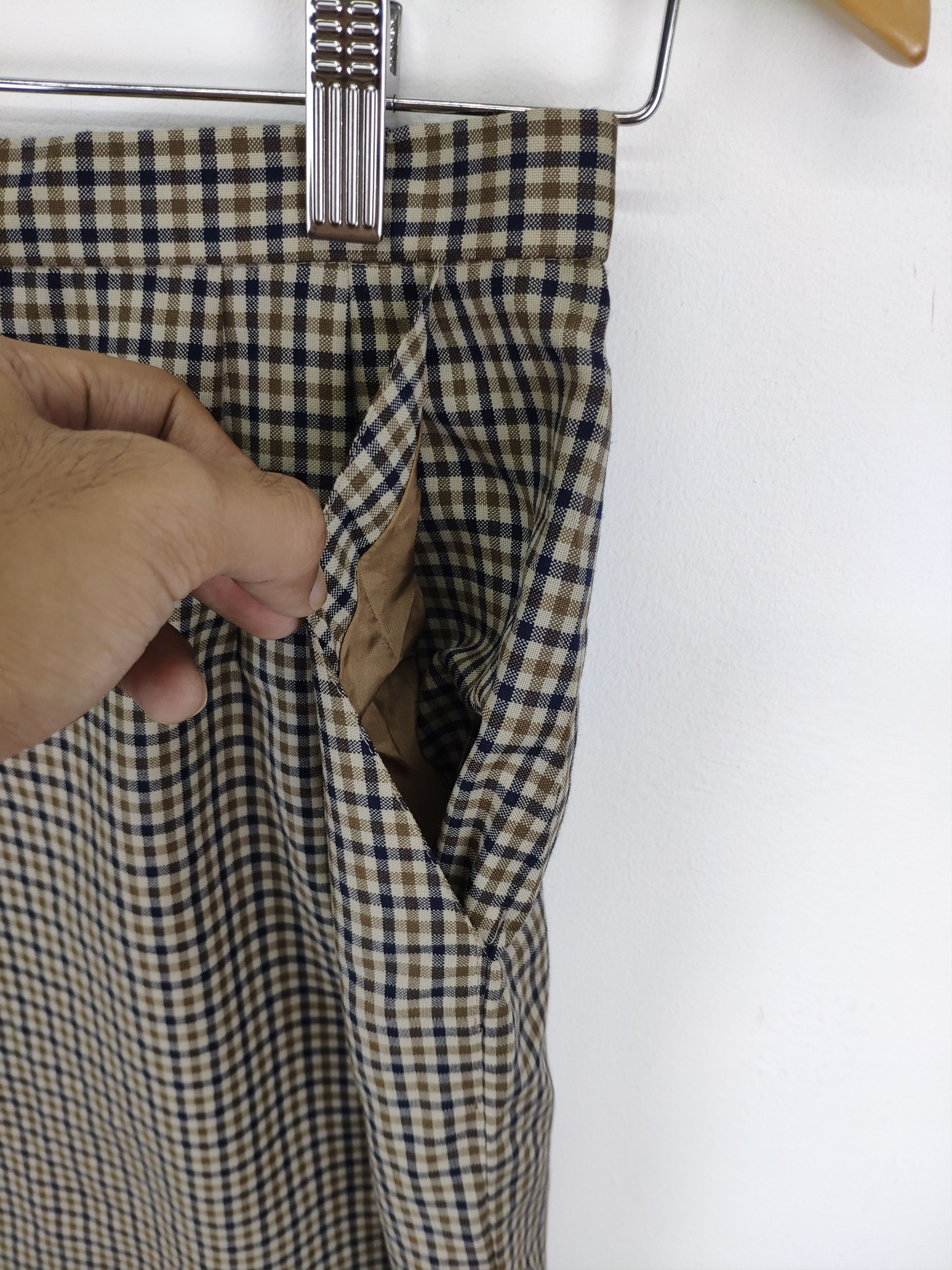 Aquascutum × Japanese Brand Vintage Aquascutum Wool Midi Skirt Checkered Size 24" / US 00 / IT 34 - 4 Thumbnail