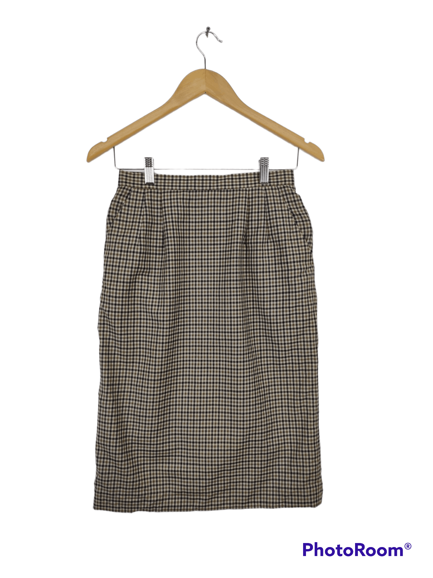 Aquascutum × Japanese Brand Vintage Aquascutum Wool Midi Skirt Checkered Size 24" / US 00 / IT 34 - 1 Thumbnail
