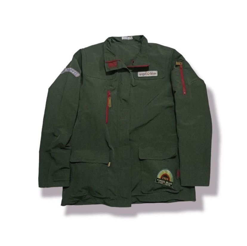 image of Vintage Angel Blue Pop And Cute Nylon Jacket Army Look in Army Green, Men's (Size Large)