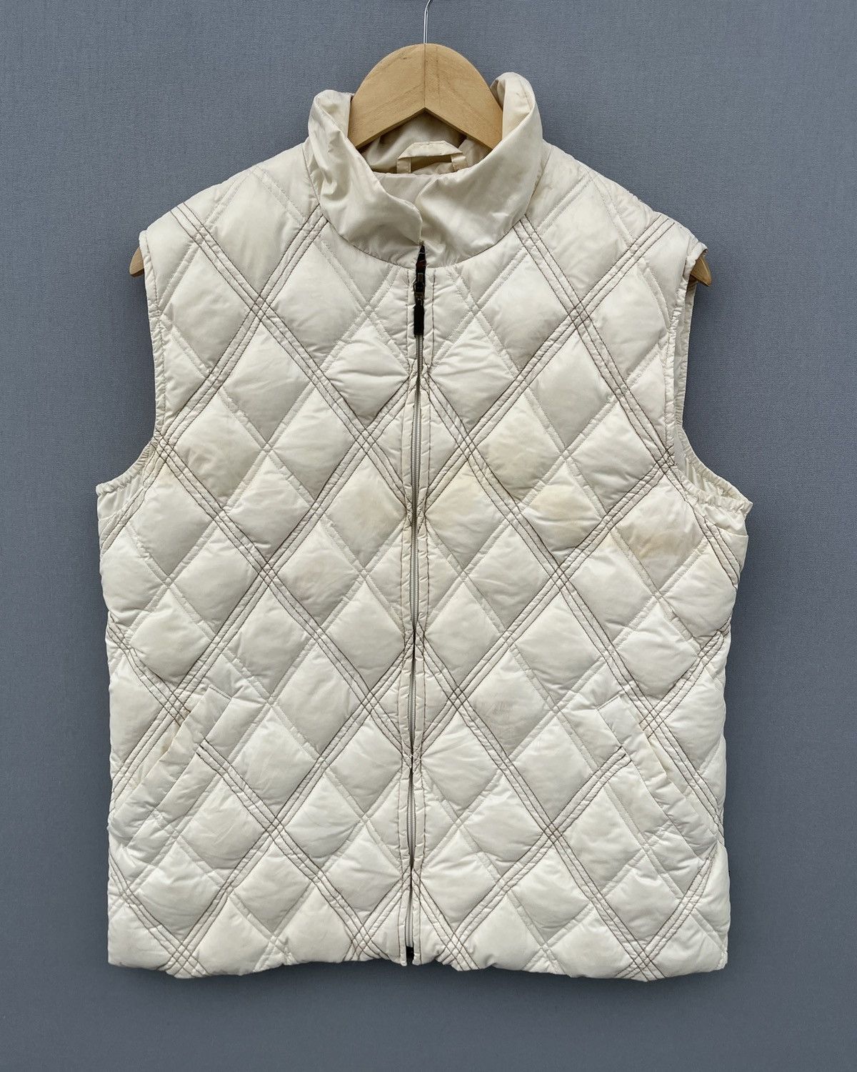 image of Moncler Goose Down Puffer Vest in Cream/White, Men's (Size Medium)