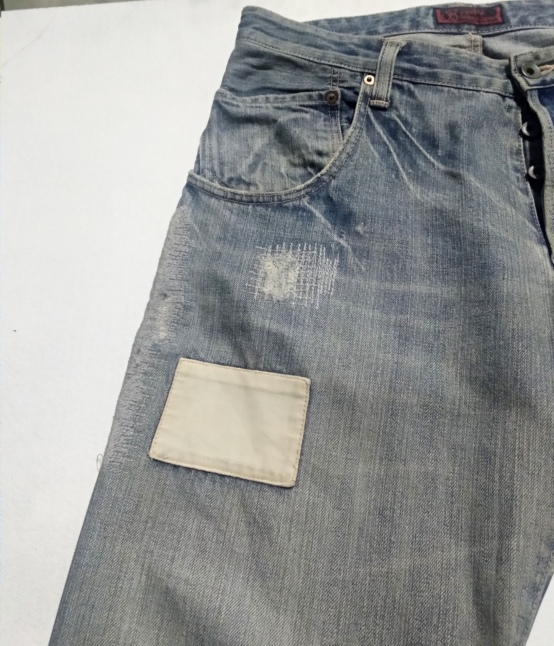 Japanese Brand Johnbull asymmetry single selvedge patchwork jeans Size US 36 / EU 52 - 4 Thumbnail