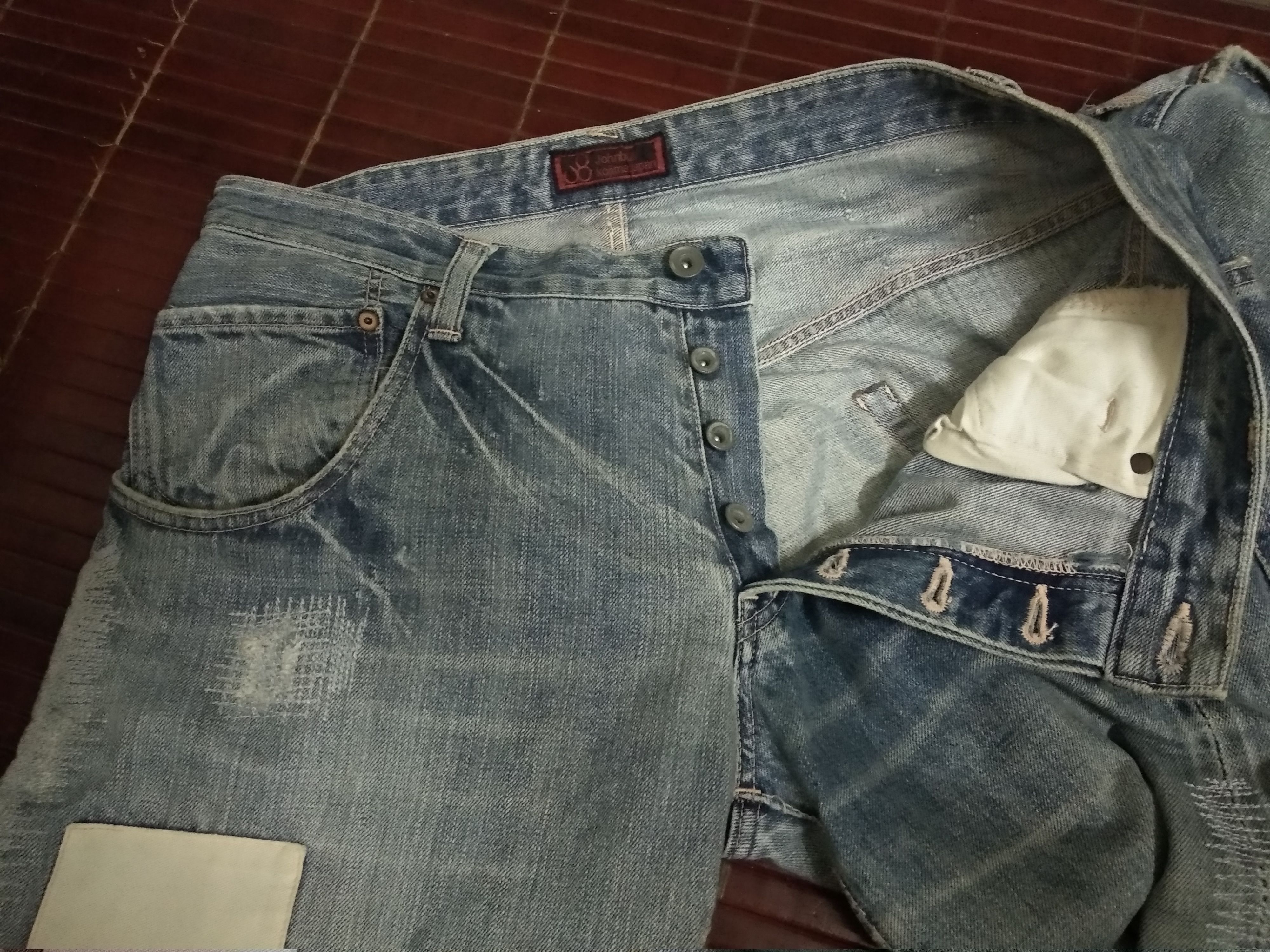 Japanese Brand Johnbull asymmetry single selvedge patchwork jeans Size US 36 / EU 52 - 7 Thumbnail