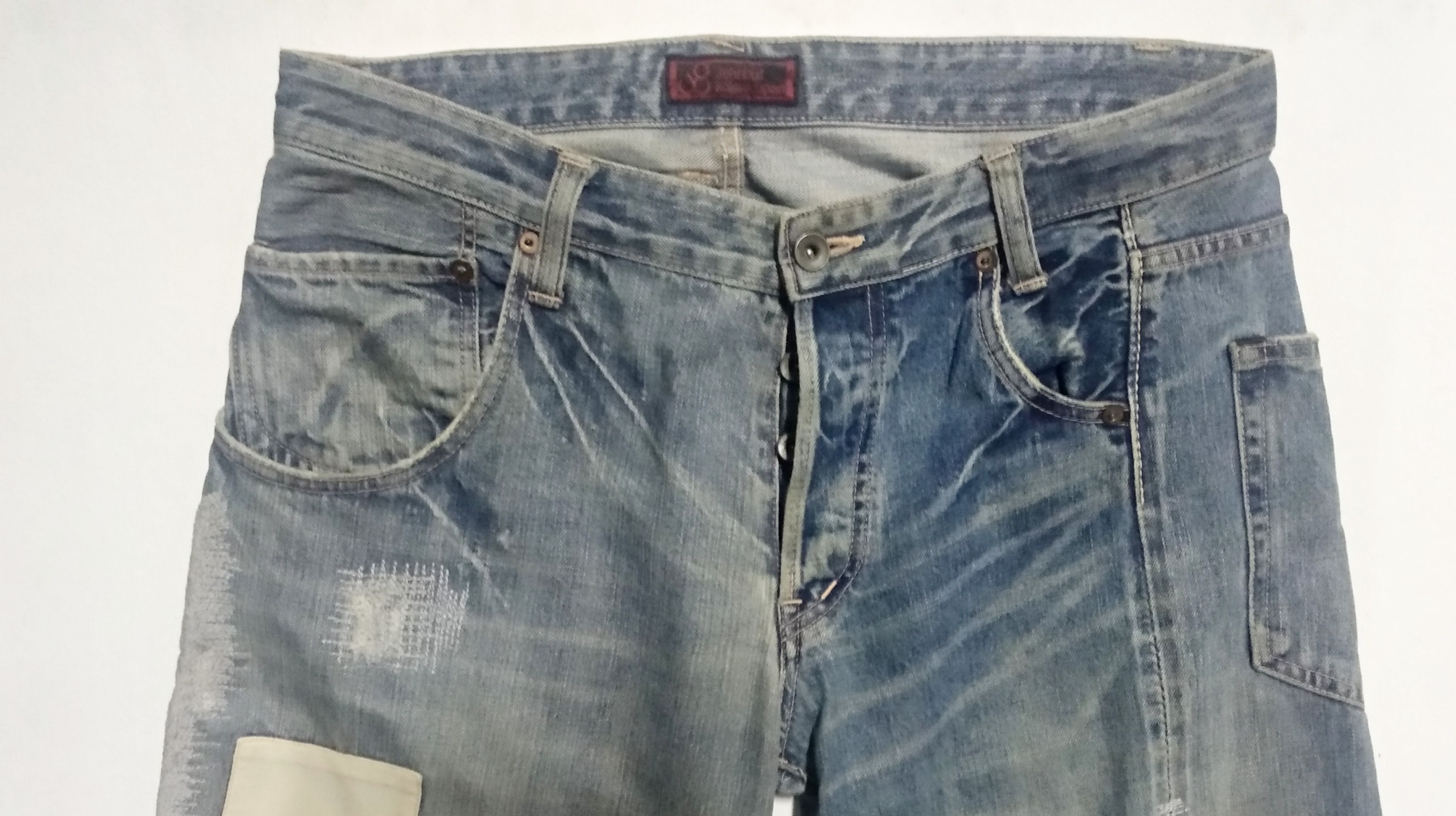 Japanese Brand Johnbull asymmetry single selvedge patchwork jeans Size US 36 / EU 52 - 5 Thumbnail