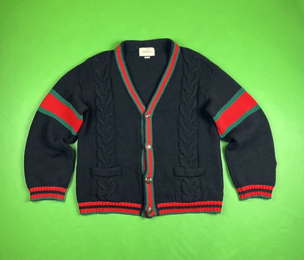 Gucci Gucci Wool Cable Knit Oversize Cardigan Grailed