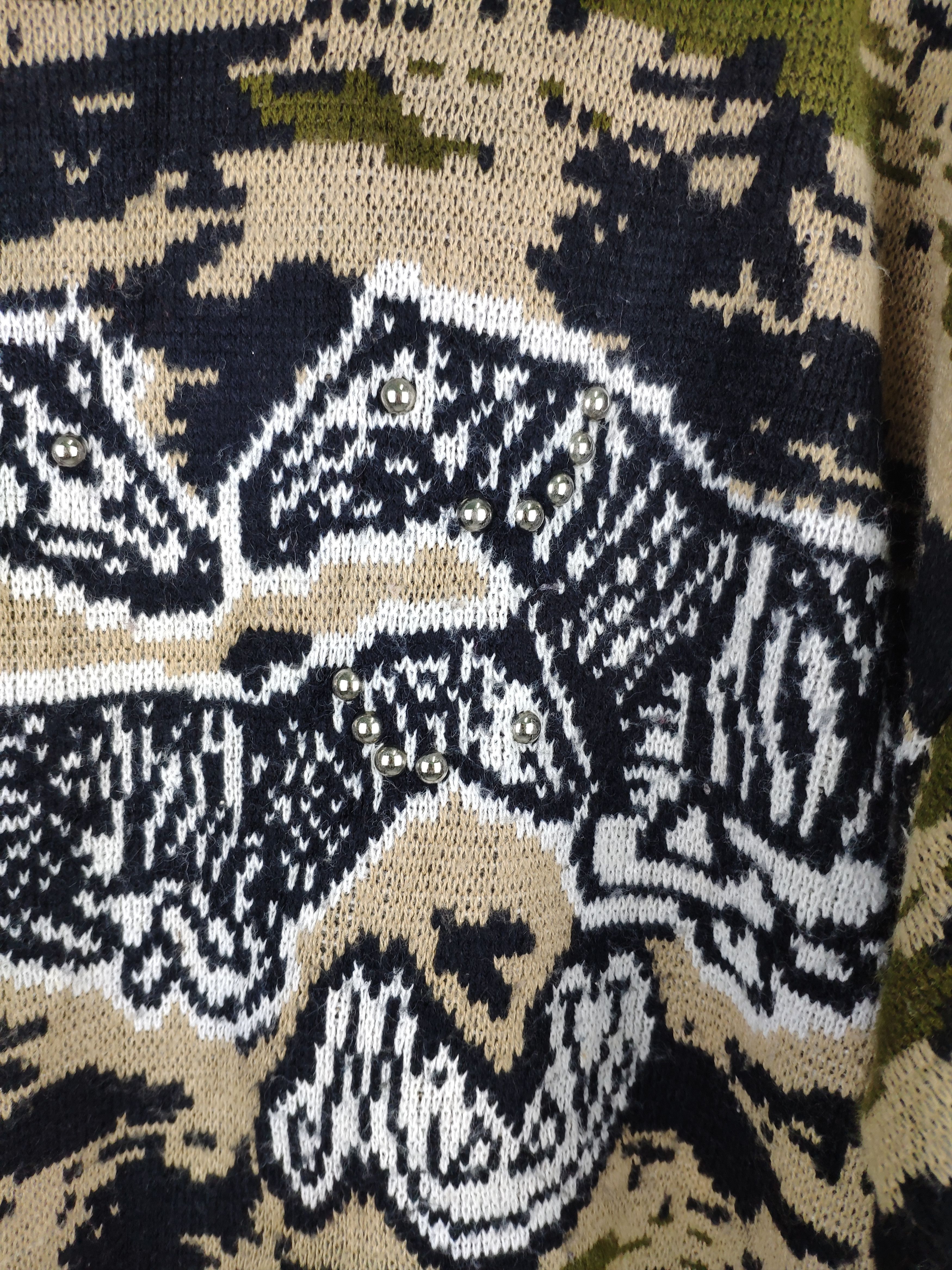 Aran Isles Knitwear × Designer × Vintage Steal 💥 Vintage Knit Sweater Camo Zebra Fullprint Size L / US 10 / IT 46 - 3 Thumbnail