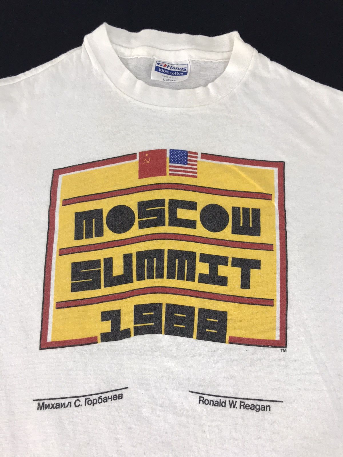 Hanes Vintage 80s Moscow Summit Ronald Reagan 40th U.S President Size US M / EU 48-50 / 2 - 3 Thumbnail