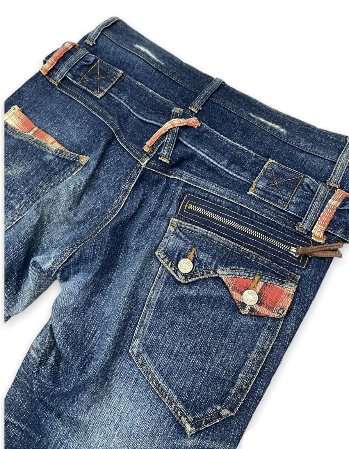 Japanese Brand Wild Khakis Double Waist Distressed Denim Pants Size US 33 - 5 Thumbnail