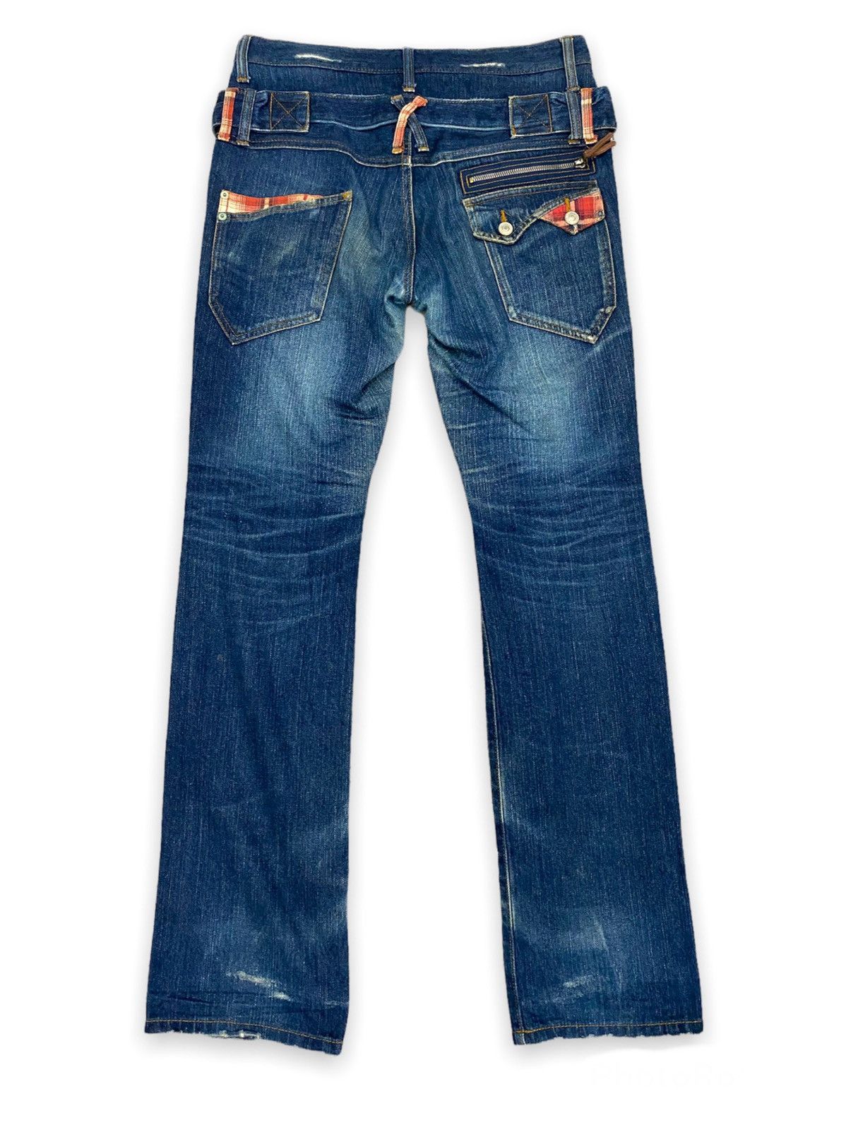 Japanese Brand Wild Khakis Double Waist Distressed Denim Pants Size US 33 - 3 Thumbnail