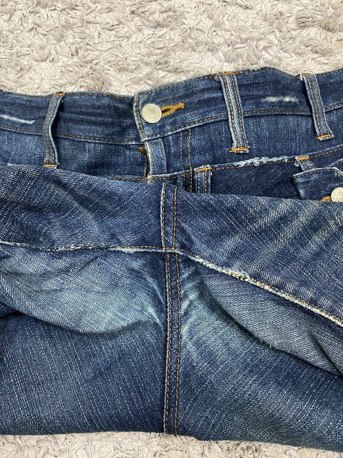Japanese Brand Wild Khakis Double Waist Distressed Denim Pants Size US 33 - 8 Thumbnail