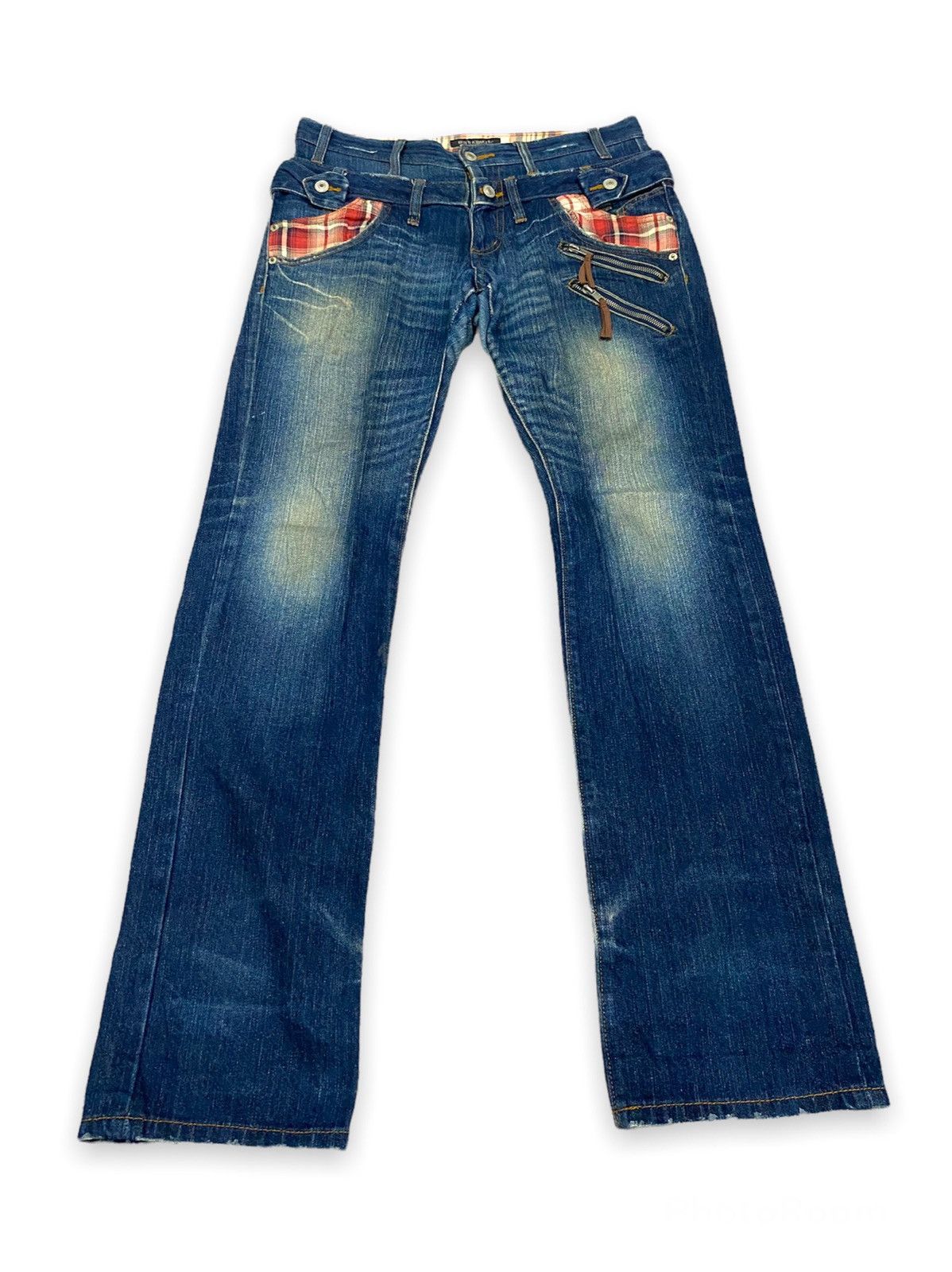 Japanese Brand Wild Khakis Double Waist Distressed Denim Pants Size US 33 - 6 Thumbnail