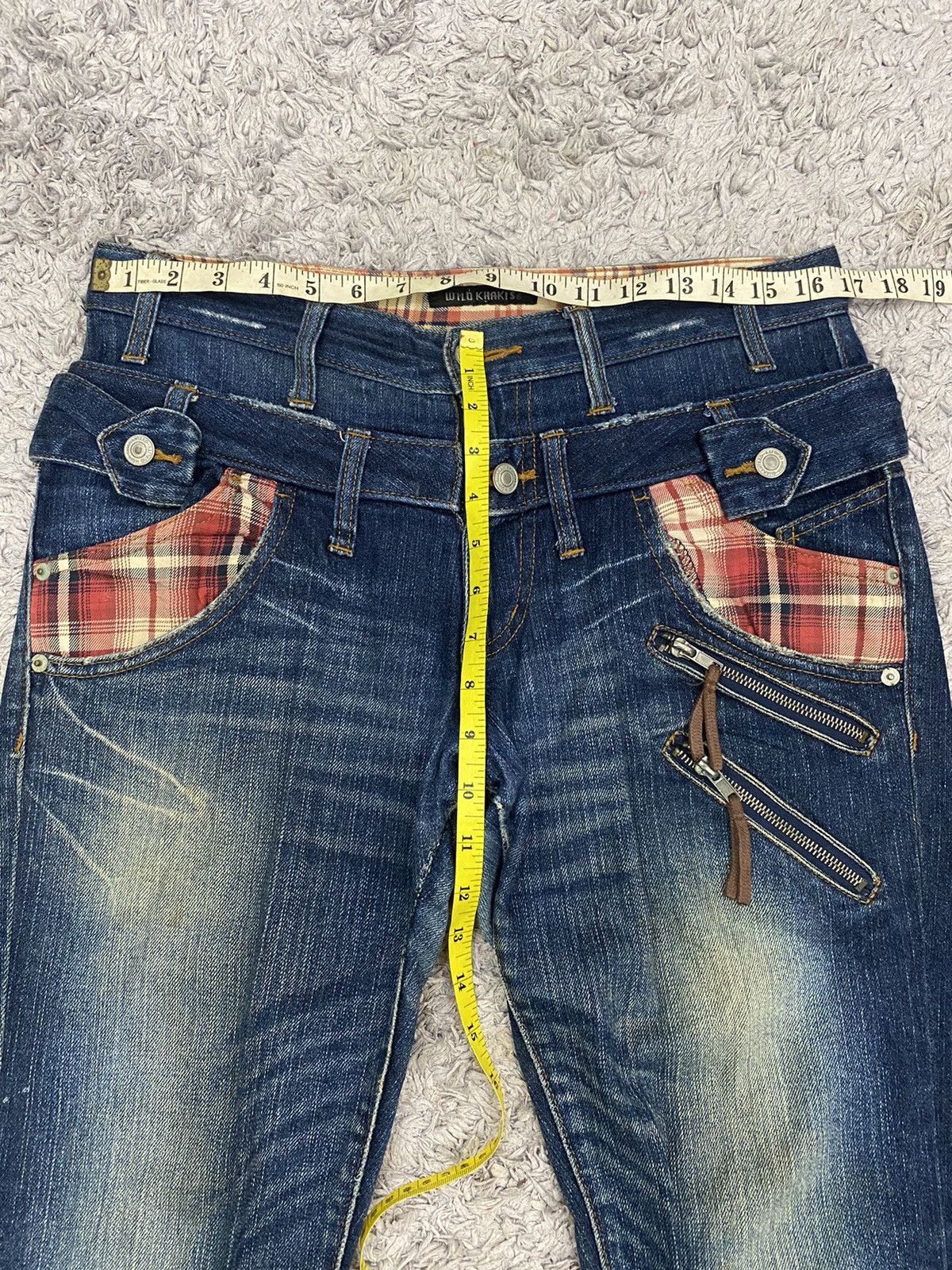 Japanese Brand Wild Khakis Double Waist Distressed Denim Pants Size US 33 - 10 Thumbnail