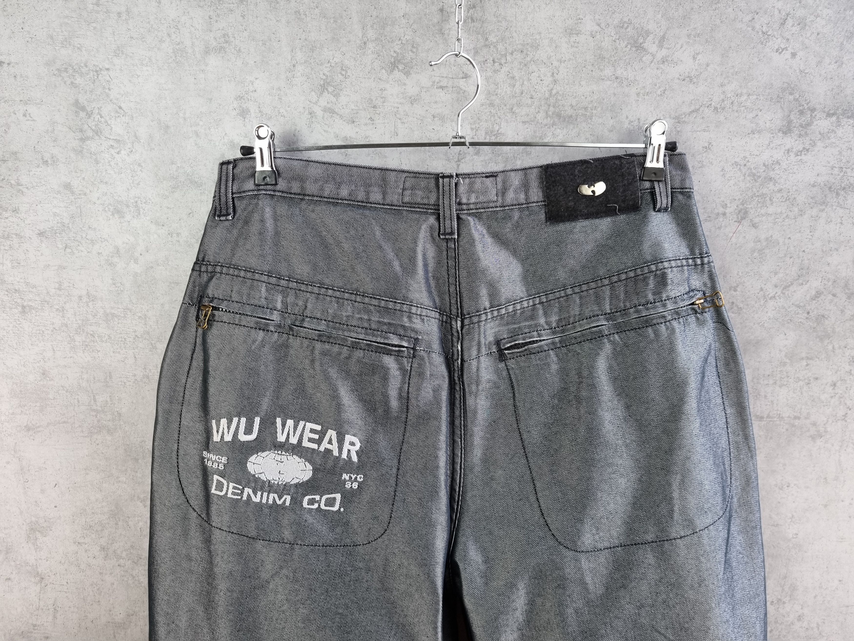 Rap Tees × Wu-Tang Clan Unique Vintage Wu Wear Big Logo Attractive Baggy Jeans Size US 33 - 5 Thumbnail