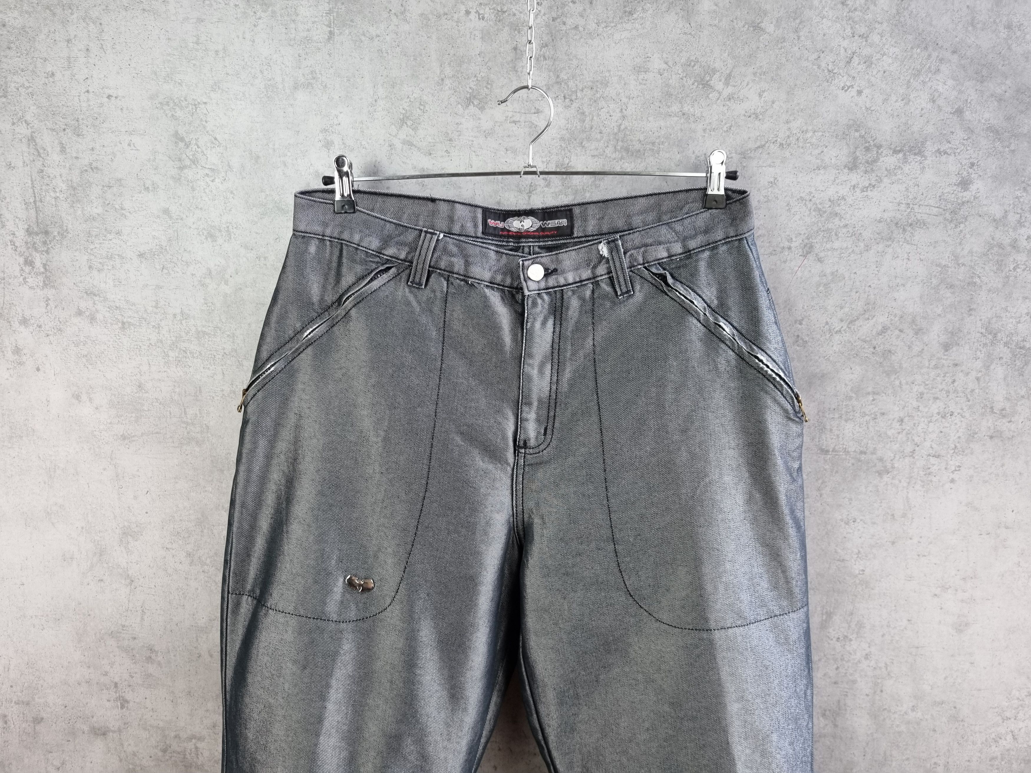 Rap Tees × Wu-Tang Clan Unique Vintage Wu Wear Big Logo Attractive Baggy Jeans Size US 33 - 7 Thumbnail