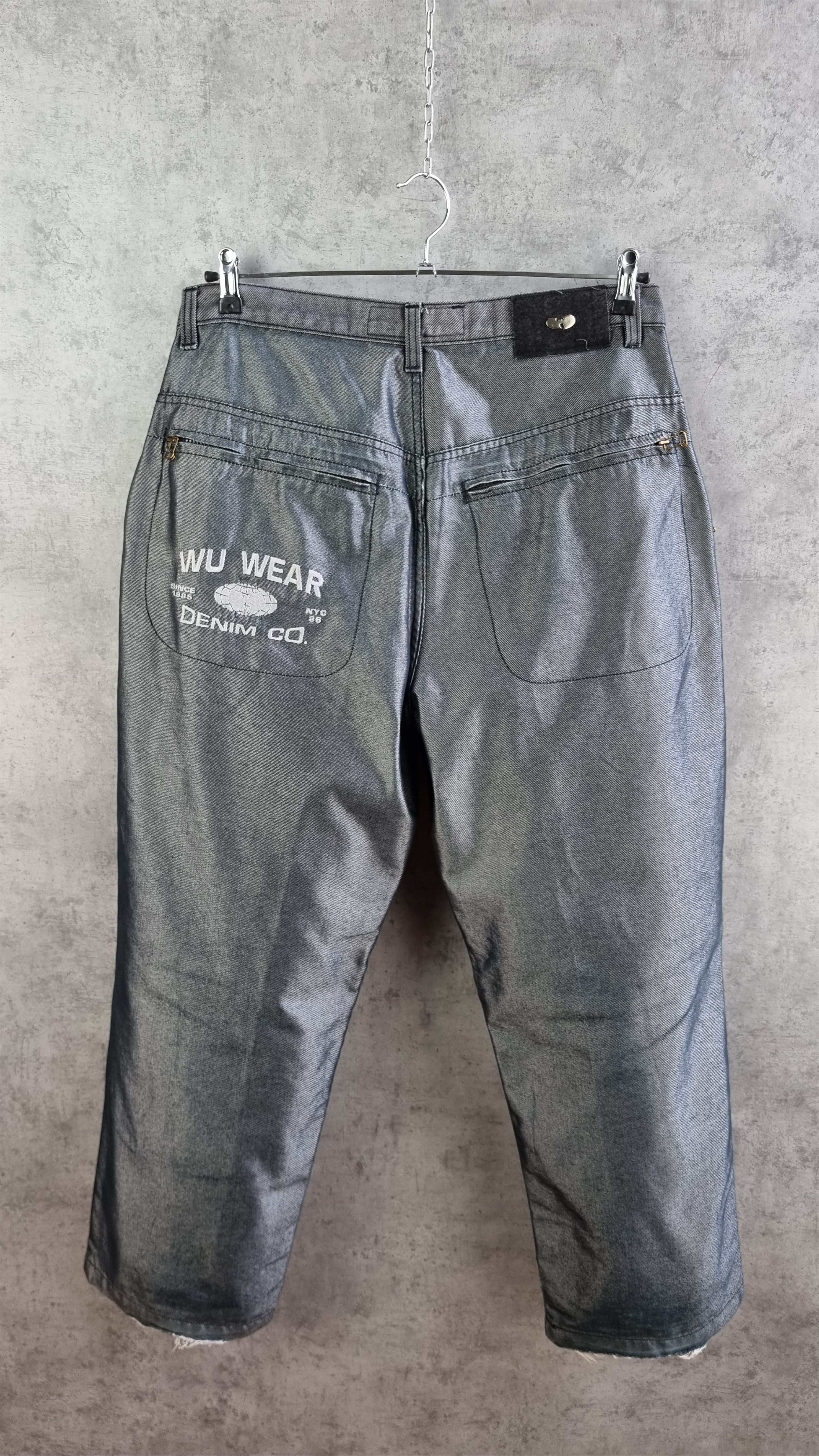 Rap Tees × Wu-Tang Clan Unique Vintage Wu Wear Big Logo Attractive Baggy Jeans Size US 33 - 3 Thumbnail