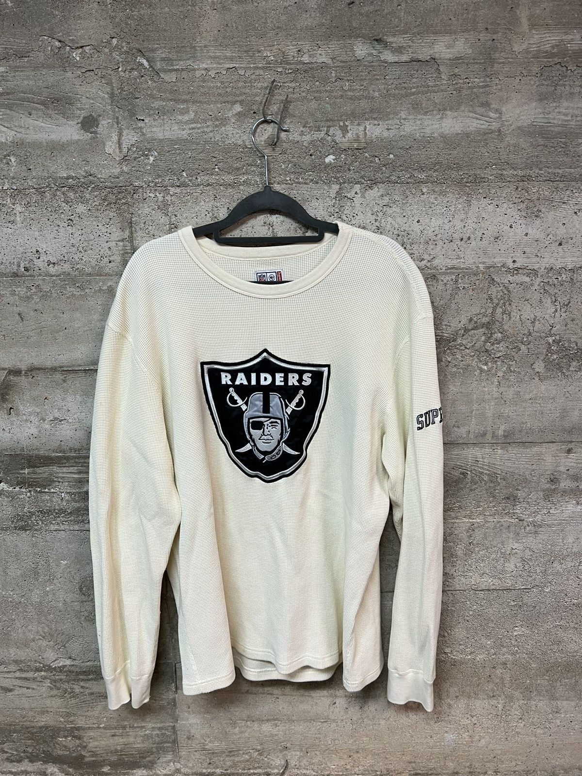 image of Nfl Raiders Waffle Knit Thermal Long Sleeve in White, Men's (Size Large)