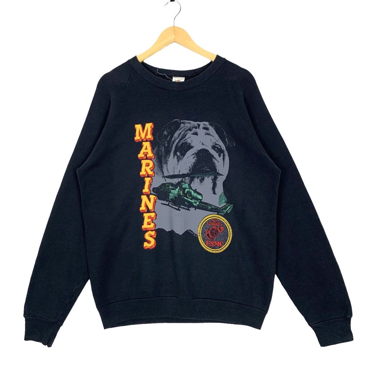 image of Fruit Of The Loom x USA Olympics Vintage 90’S Fruit Of Theloom Usmc Marine Corps Sweatshirt in Blac