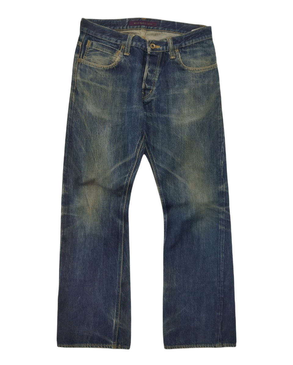 image of Distressed Denim x Vintage down North Jean By Kojimaxshimokitazawa Selvedge Jean in Blue Distressed