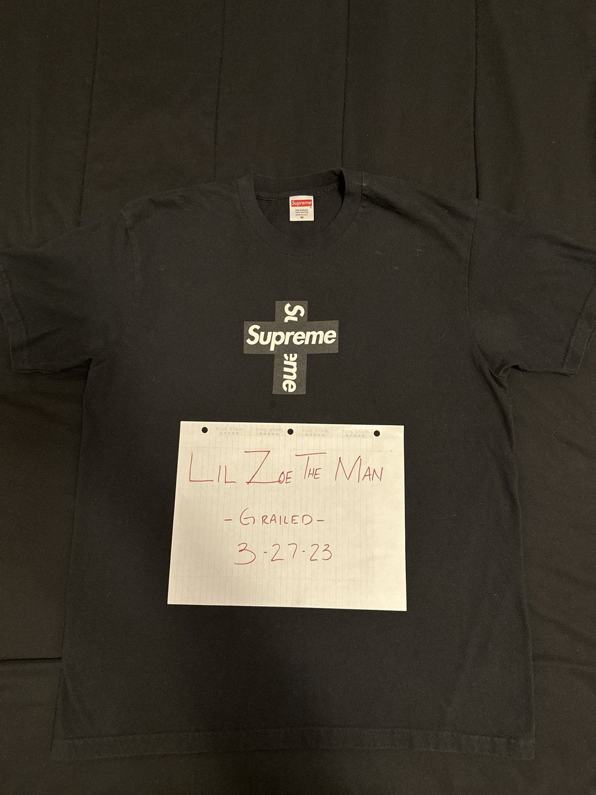 image of Supreme Cross Box Logo Tee in Black, Men's (Size Medium)