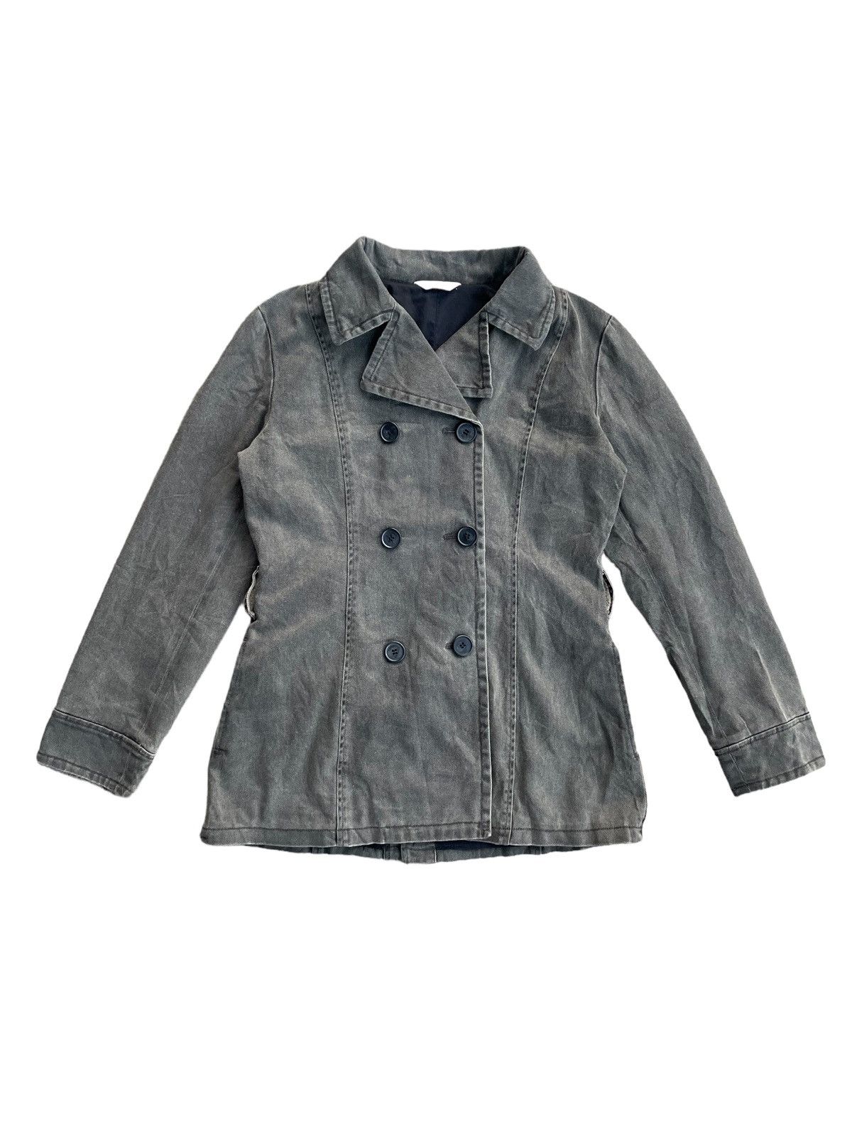 image of Archival Clothing x Denim Jacket Vintage Clef De Sol Duck Canvas Double Breast Jacket in Grey, Wome
