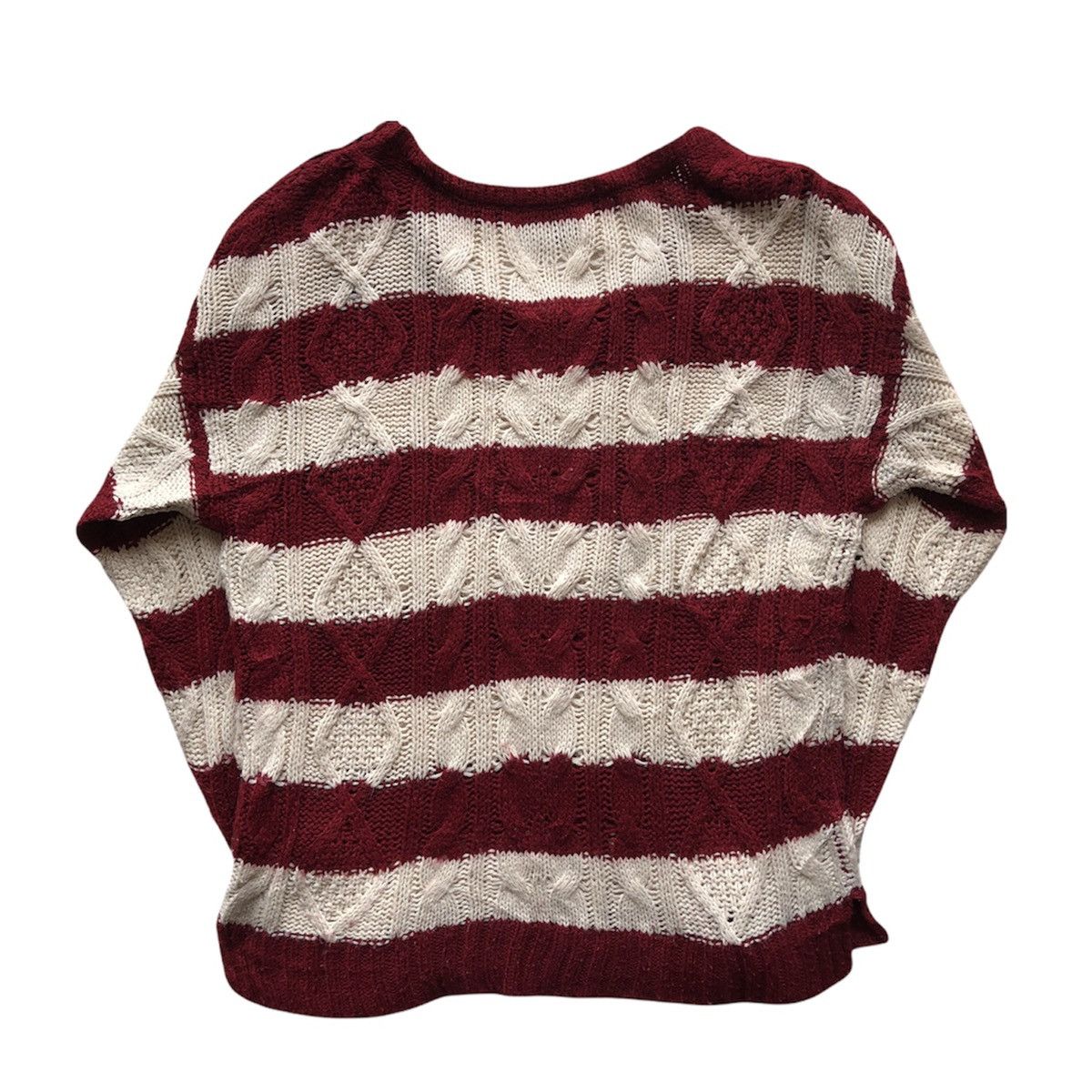 Japanese Brand Cable Knit Striped Women Long Sleeve by Serridere Size L / US 10 / IT 46 - 4 Thumbnail