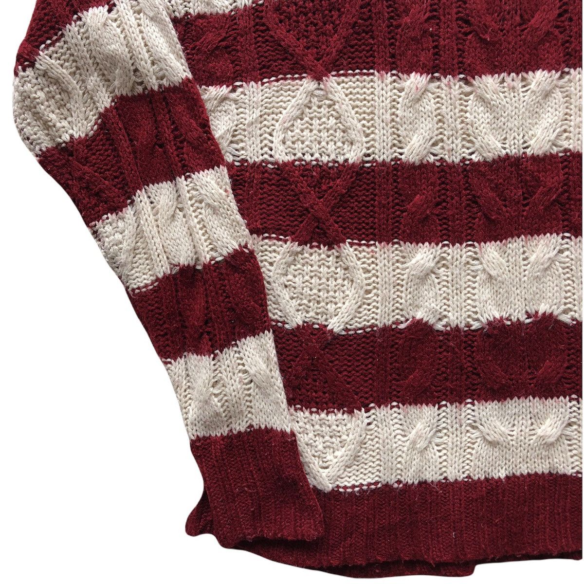 Japanese Brand Cable Knit Striped Women Long Sleeve by Serridere Size L / US 10 / IT 46 - 3 Thumbnail