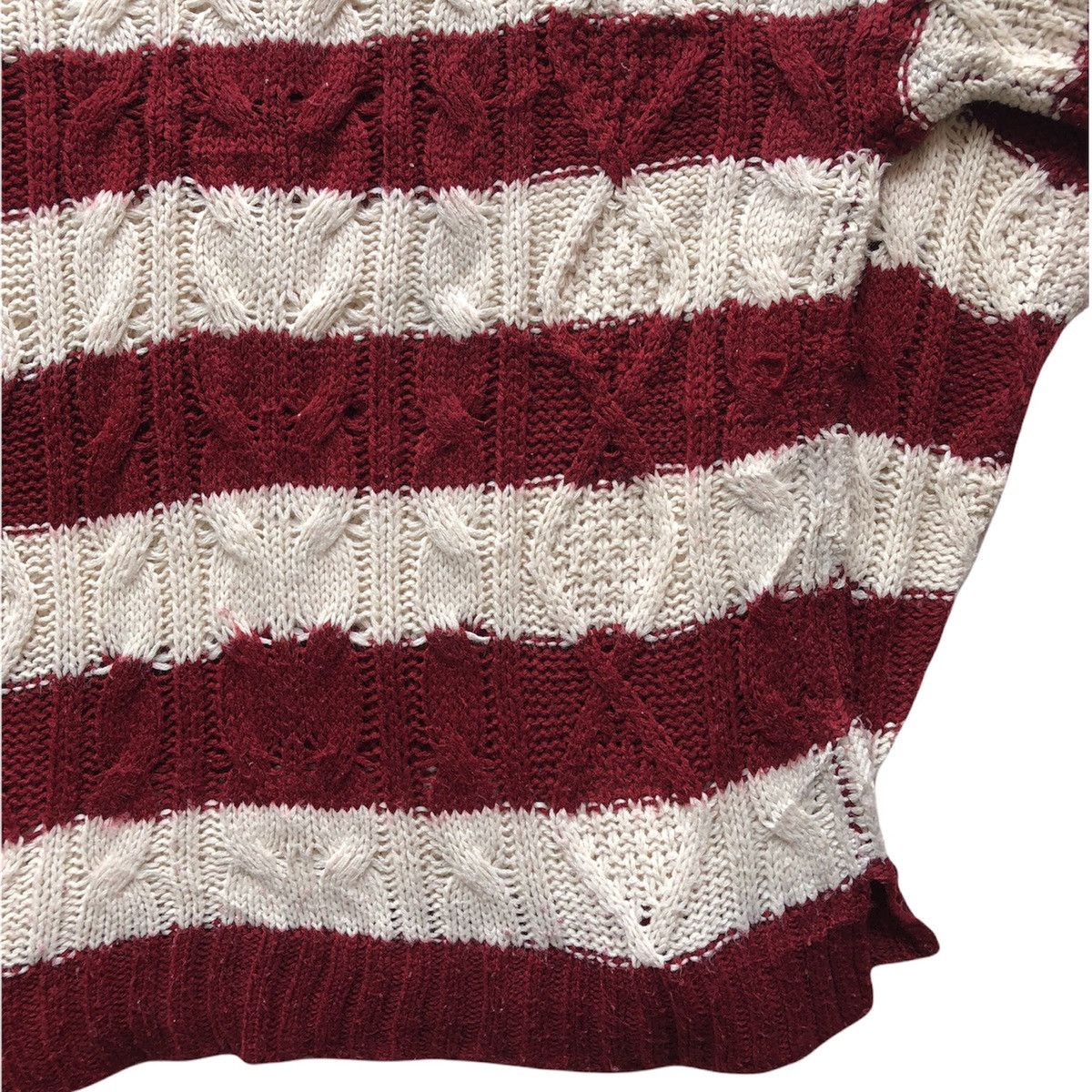 Japanese Brand Cable Knit Striped Women Long Sleeve by Serridere Size L / US 10 / IT 46 - 6 Thumbnail