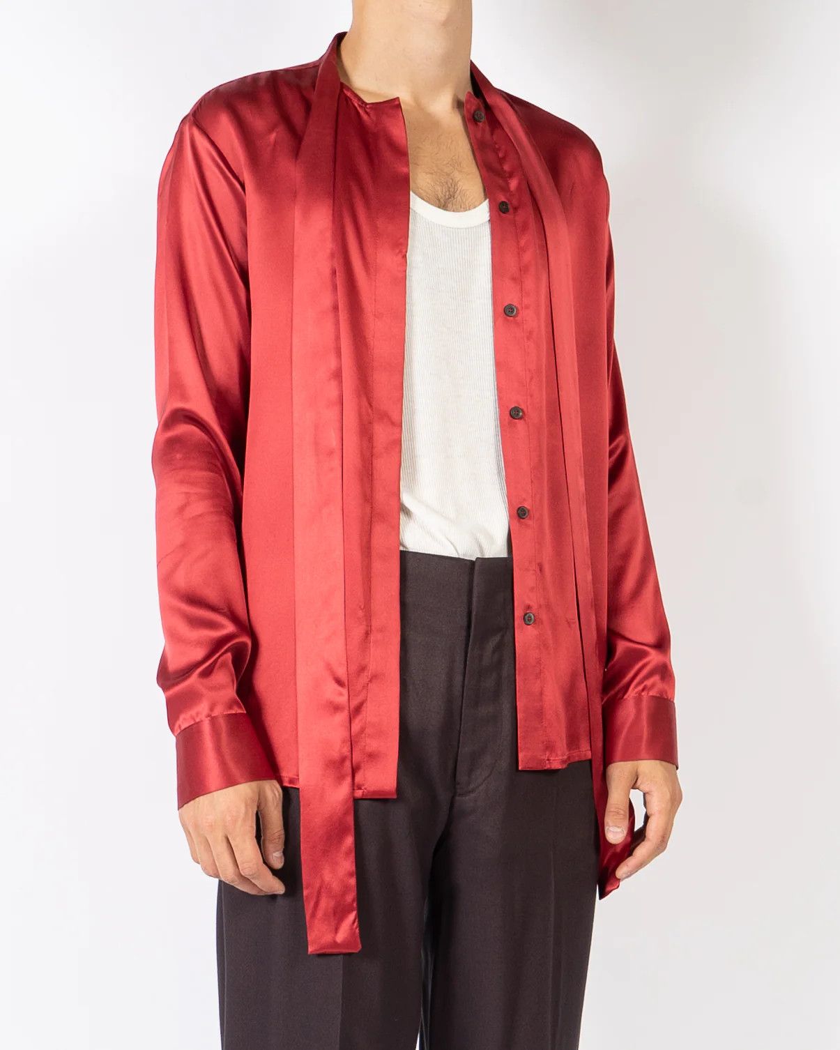 Haider Ackermann FW18 Red Silk Scarf Collar Shirt Size US S / EU 44-46 / 1 - 2 Thumbnail