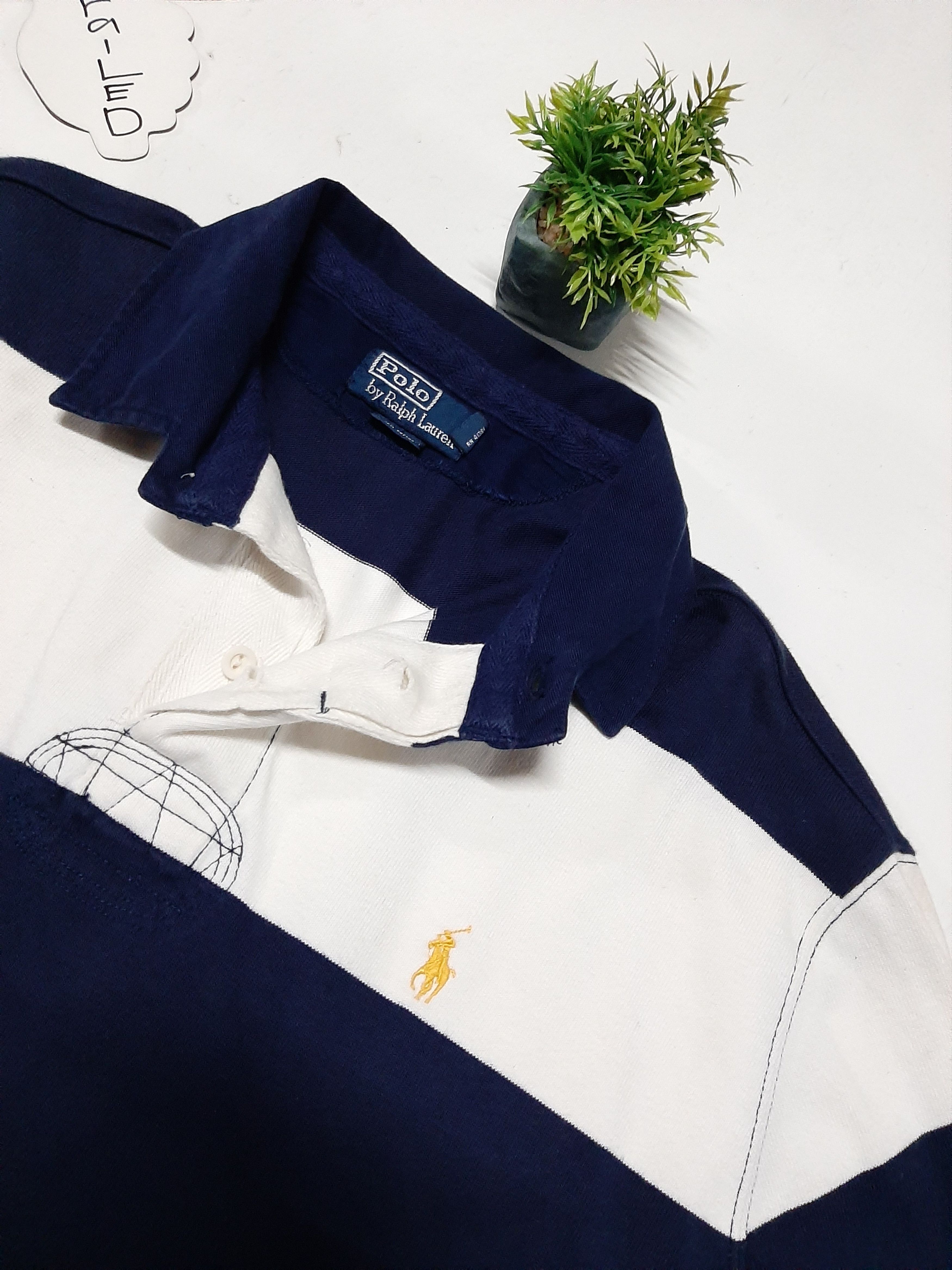 Polo Ralph Lauren × Ralph Lauren × Vintage VTG POLO RUGBY RALPH LAURENT STRIPE LONG SLEEVE Size US XL / EU 56 / 4 - 2 Thumbnail