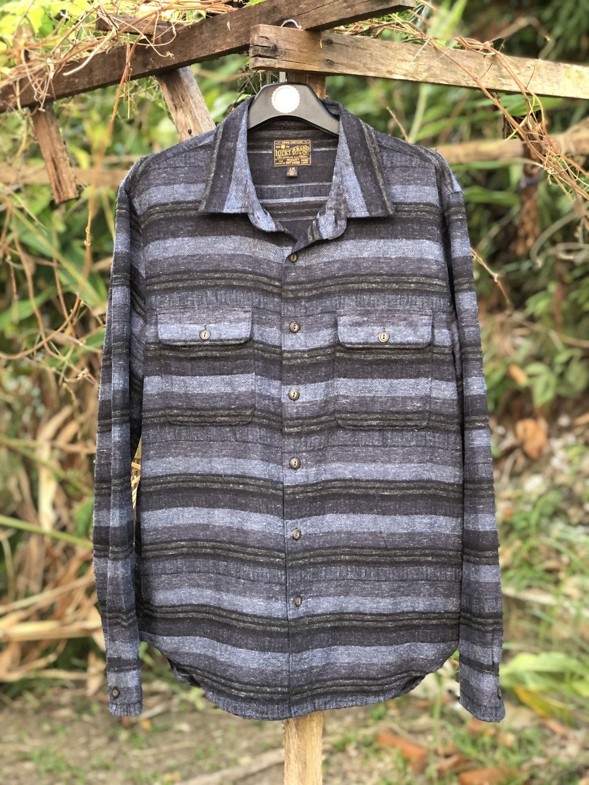 image of Flannel Navajo Native Cat Eye Button By Lucky Brand, Men's (Size Large)