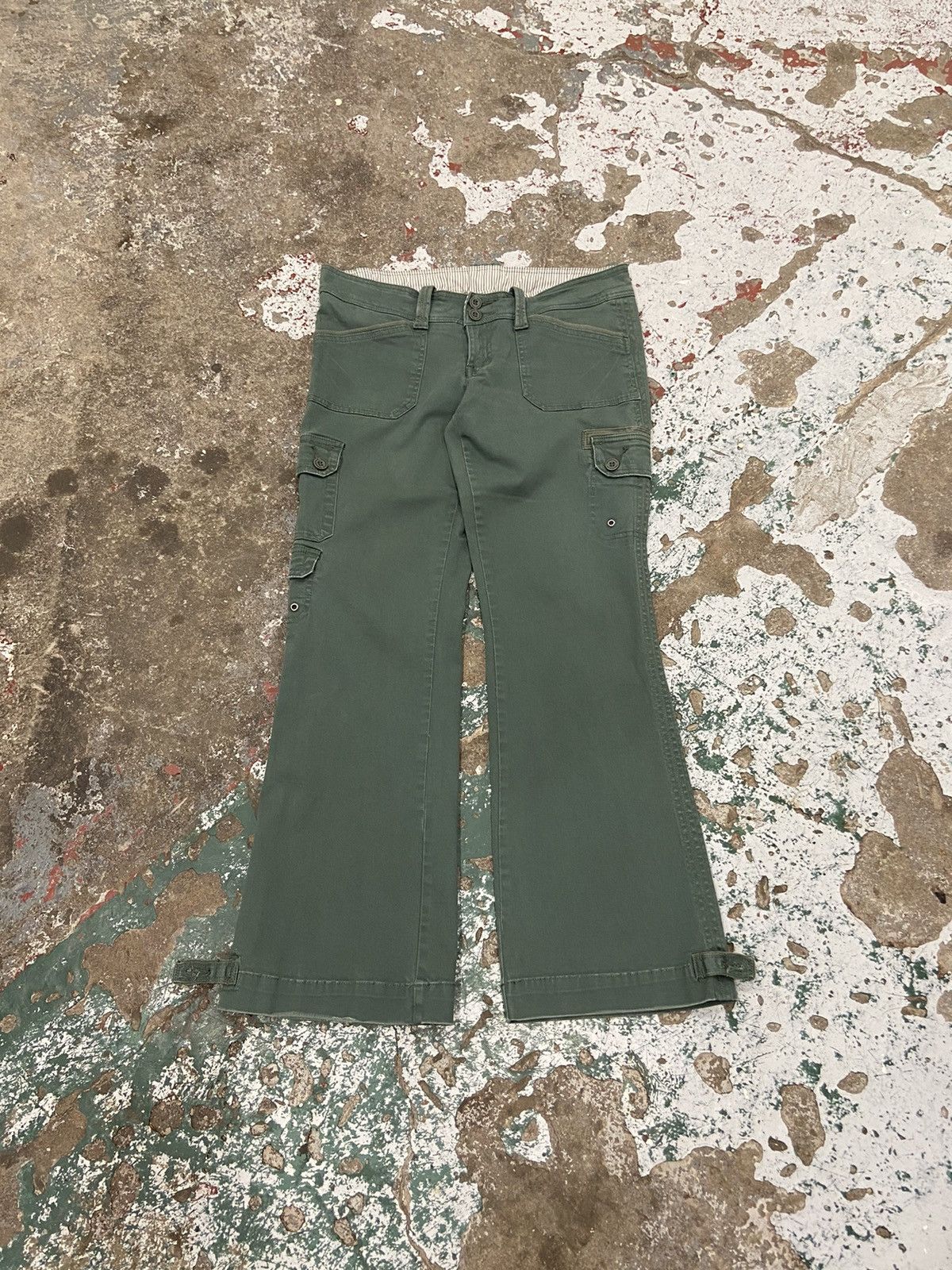 Vintage Vintage Y2K Green Low Waist Flare Pants Size 33" - 1 Thumbnail