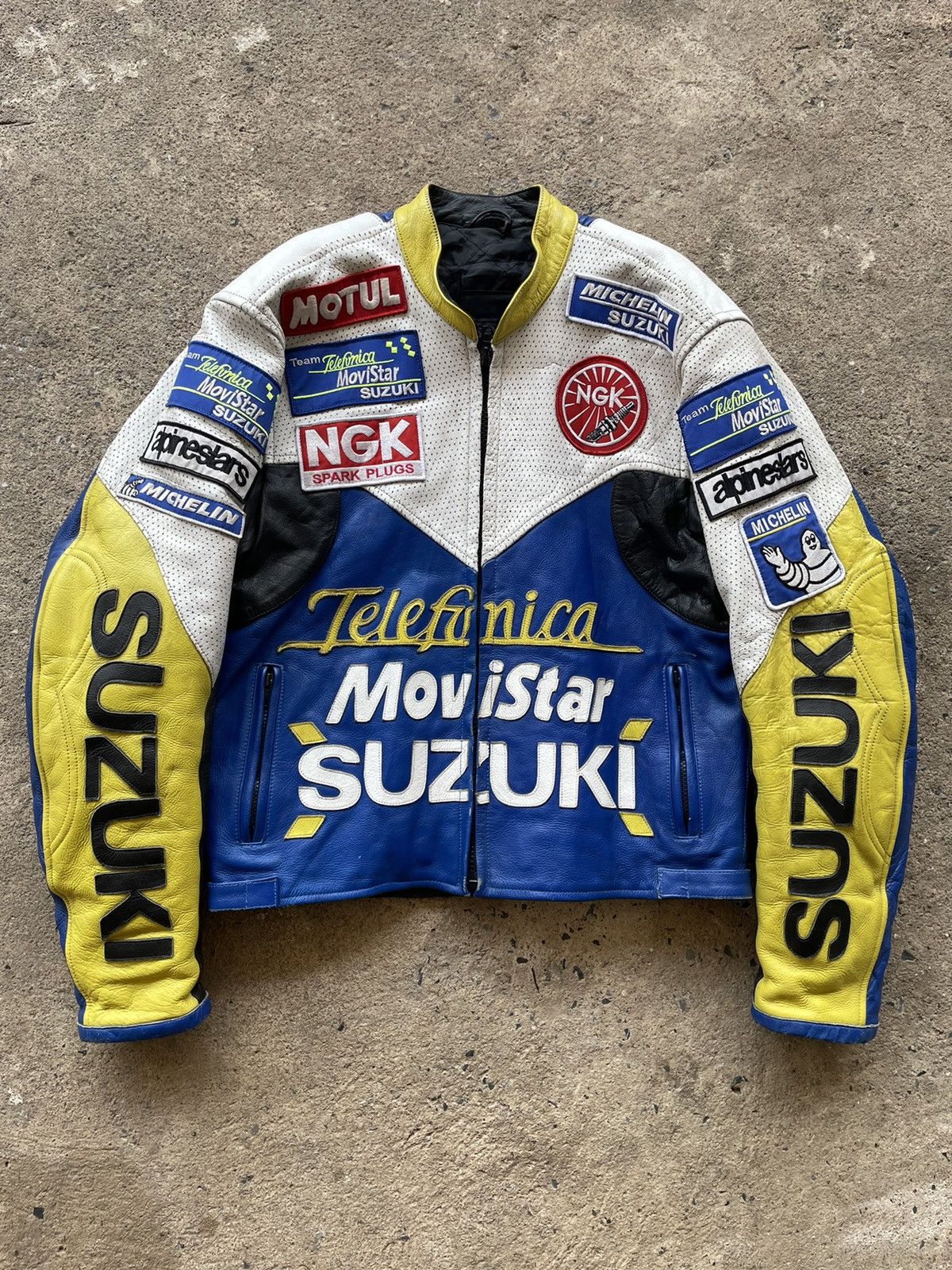 🔥Vintage Suzuki Movistar Leather Moto Racing Jacket