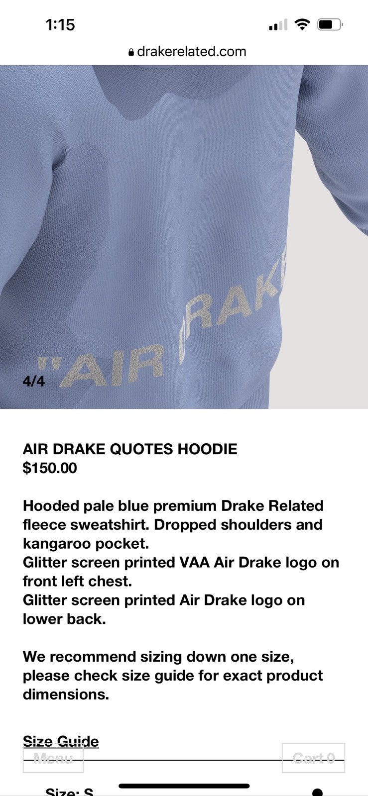 Drake Air Drake Quote Hoodie L Size US L / EU 52-54 / 3 - 5 Thumbnail