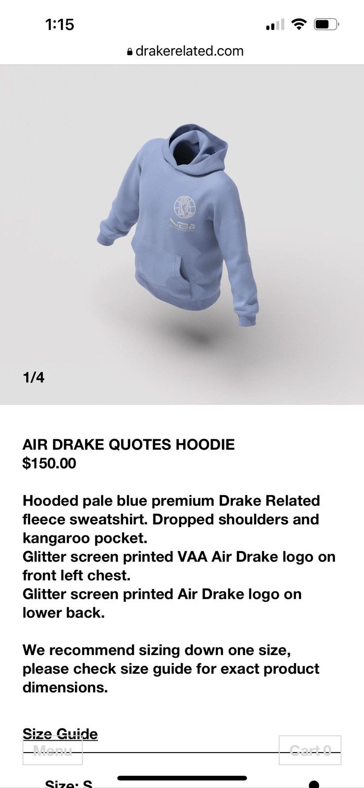 Drake Air Drake Quote Hoodie L Size US L / EU 52-54 / 3 - 4 Thumbnail