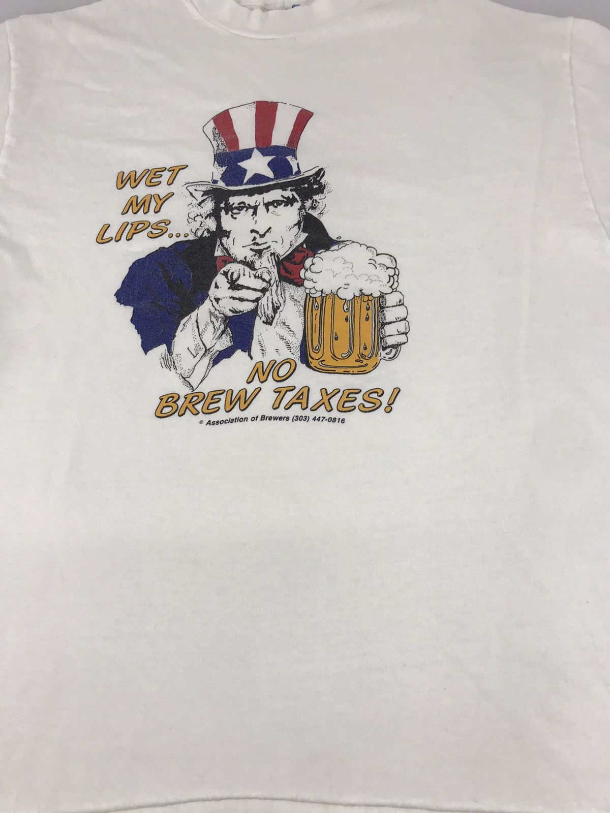 Hanes × Vintage Vintage Uncle Sam Wet My Lips No Brew Taxes Big Logo Tee Size US L / EU 52-54 / 3 - 4 Thumbnail