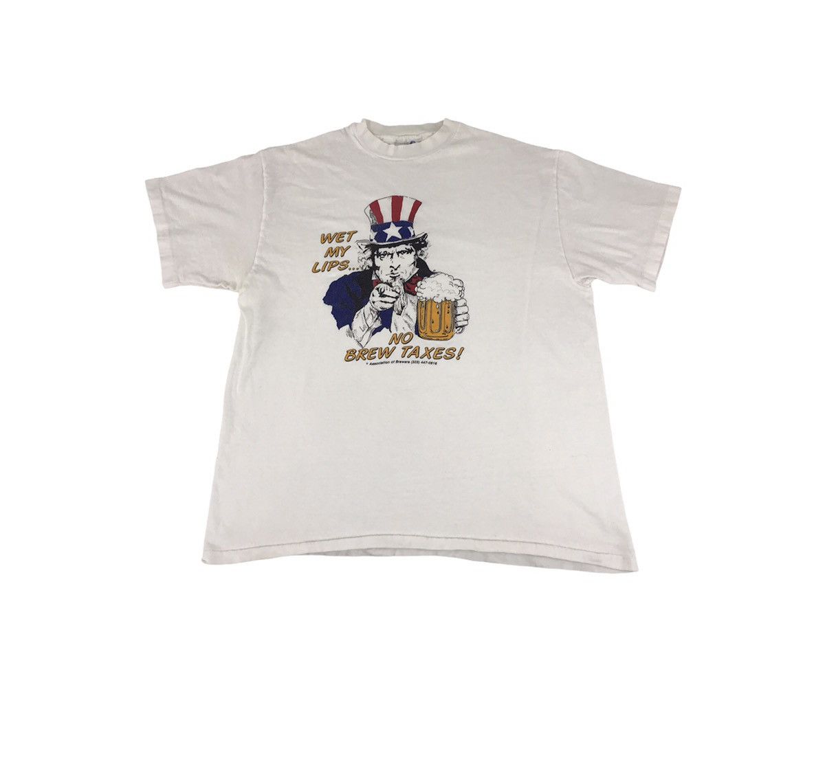 Hanes × Vintage Vintage Uncle Sam Wet My Lips No Brew Taxes Big Logo Tee Size US L / EU 52-54 / 3 - 2 Thumbnail
