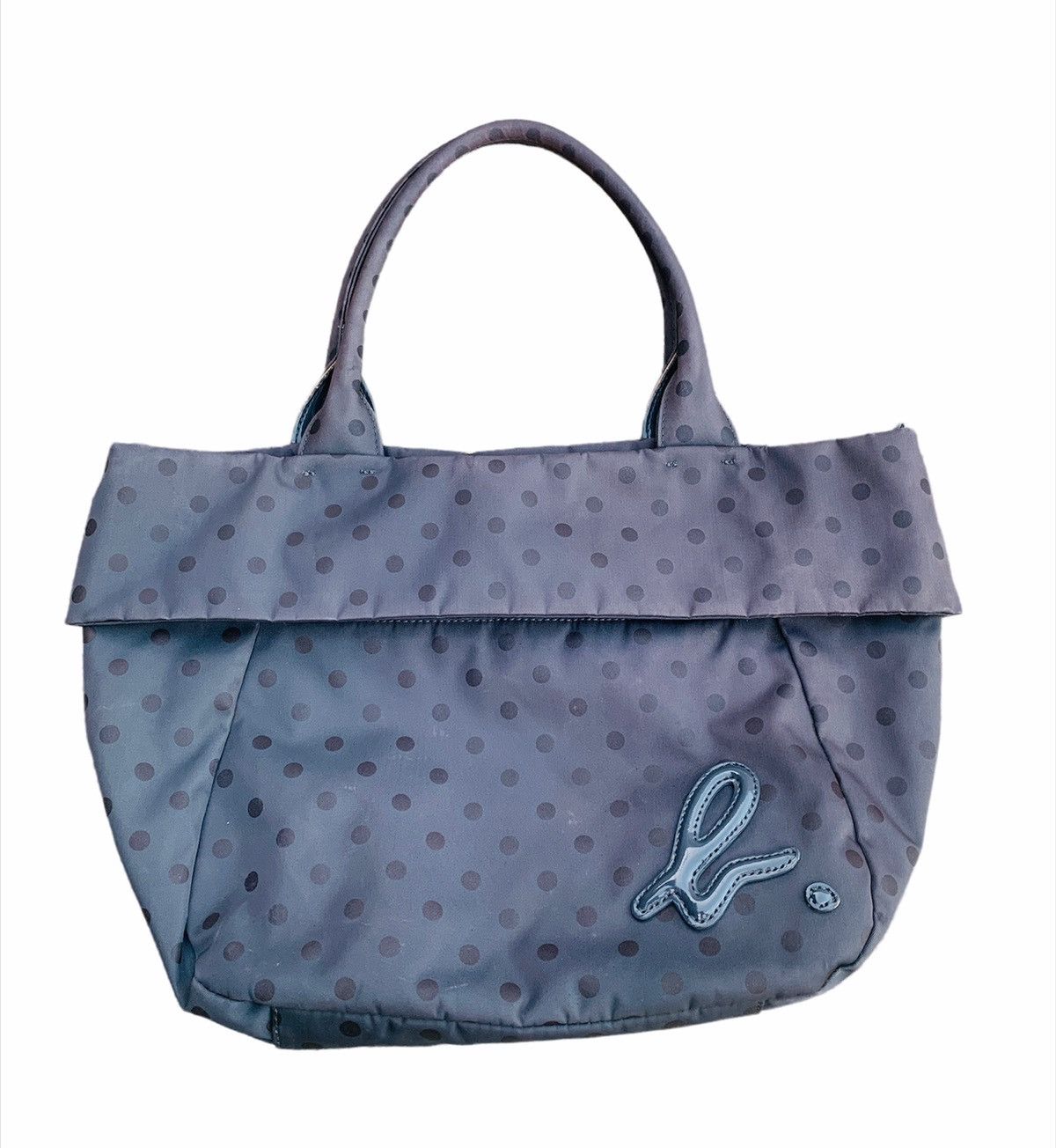 AGNES B PARIS BIG LOGO POLKADOT NYLON HAND BAG