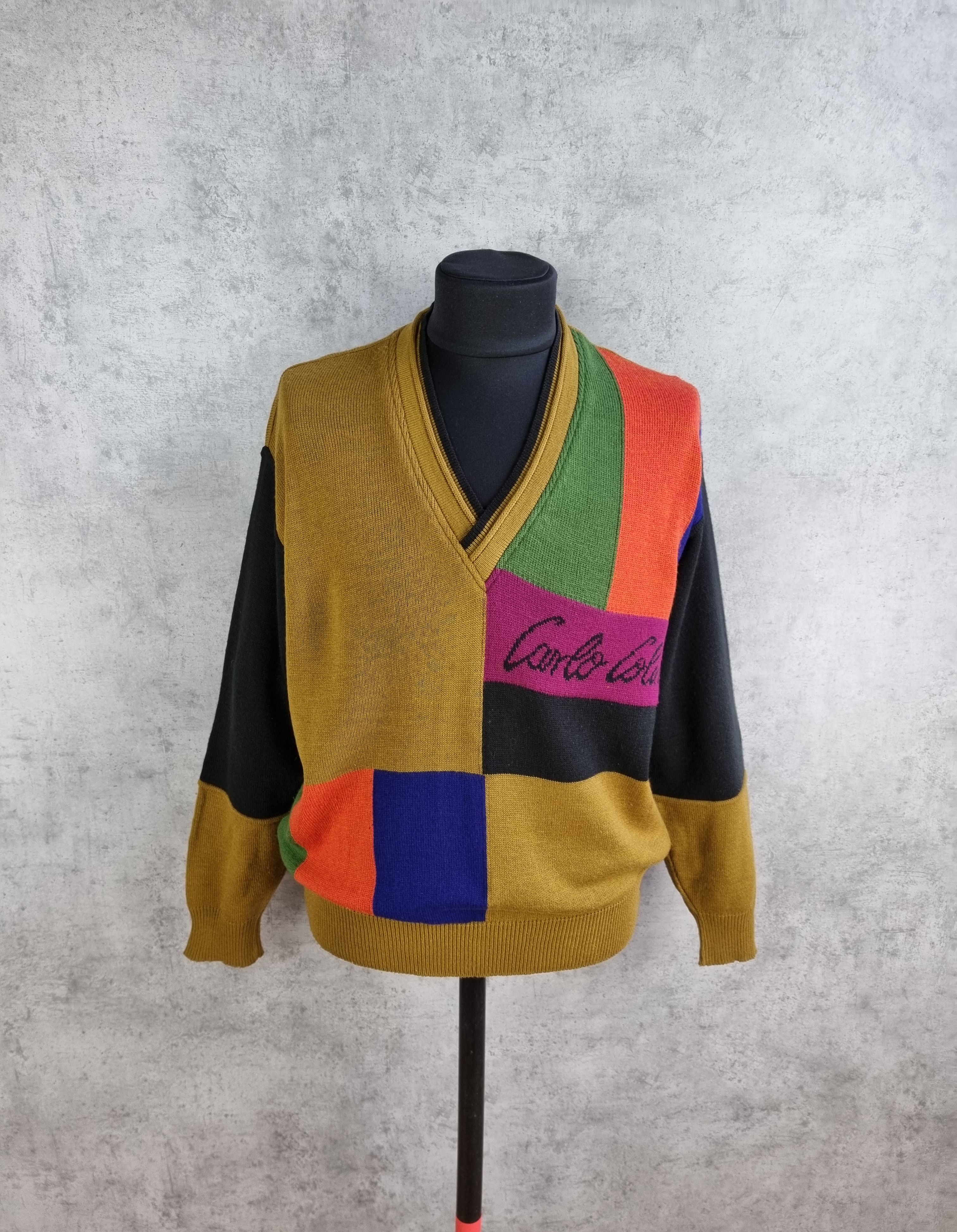 Carlo Colucci 80s Vintage Carlo Colucci Wool V Neck Sweater Size US L / EU 52-54 / 3 - 2 Thumbnail