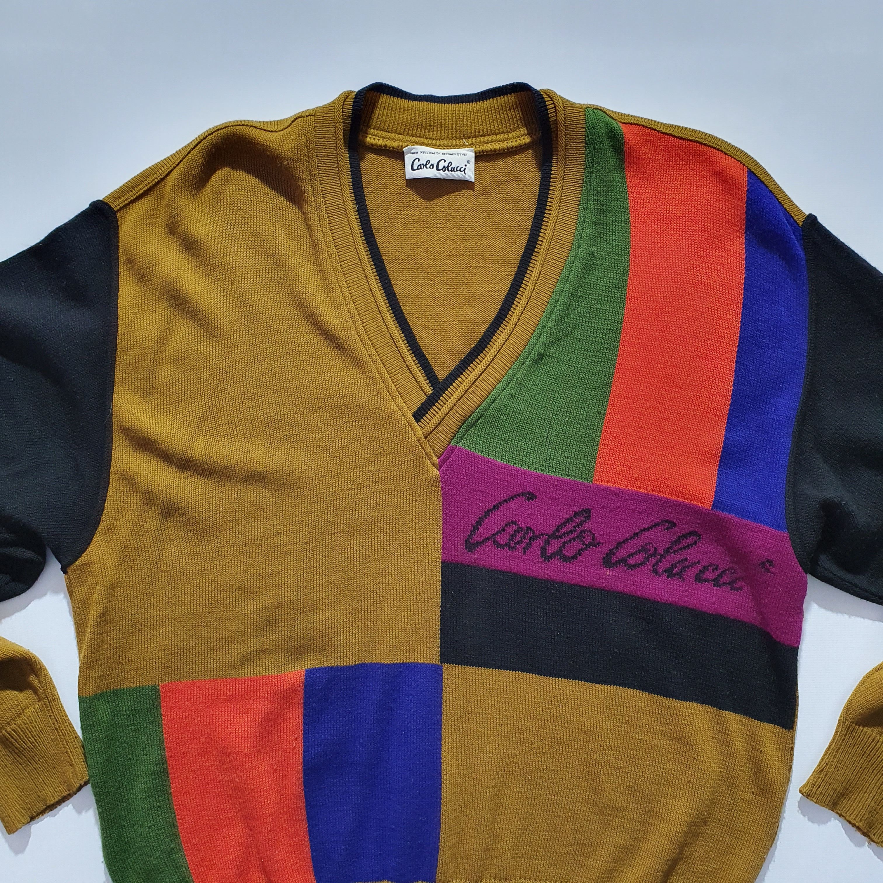 Carlo Colucci 80s Vintage Carlo Colucci Wool V Neck Sweater Size US L / EU 52-54 / 3 - 7 Thumbnail