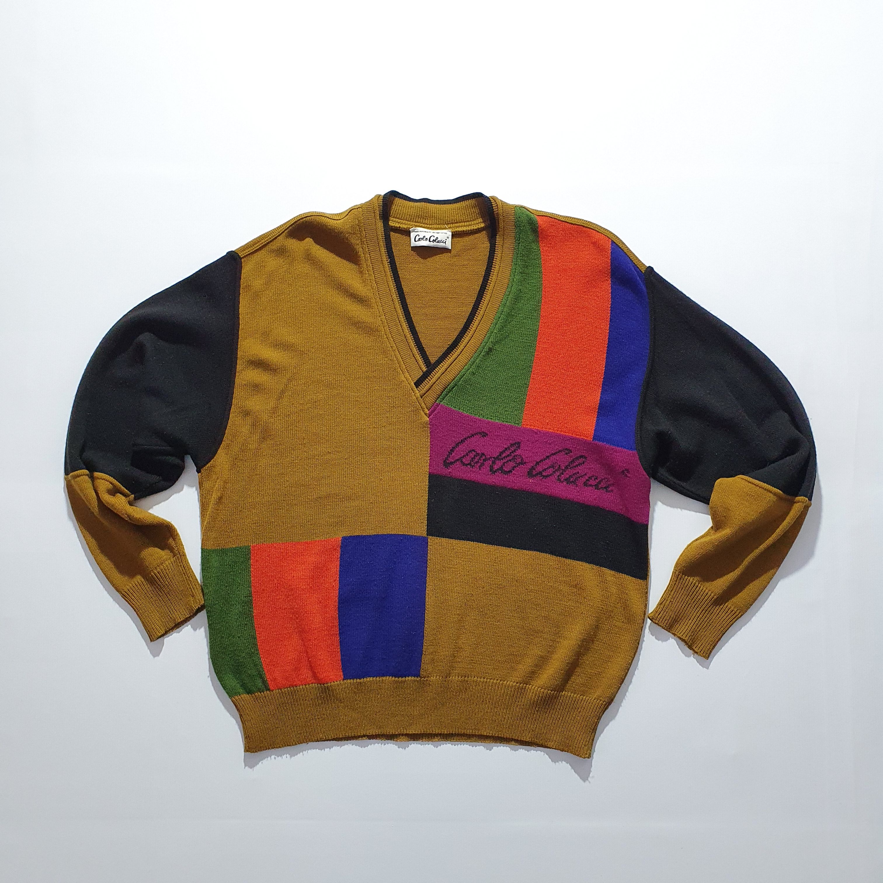 Carlo Colucci 80s Vintage Carlo Colucci Wool V Neck Sweater Size US L / EU 52-54 / 3 - 15 Thumbnail