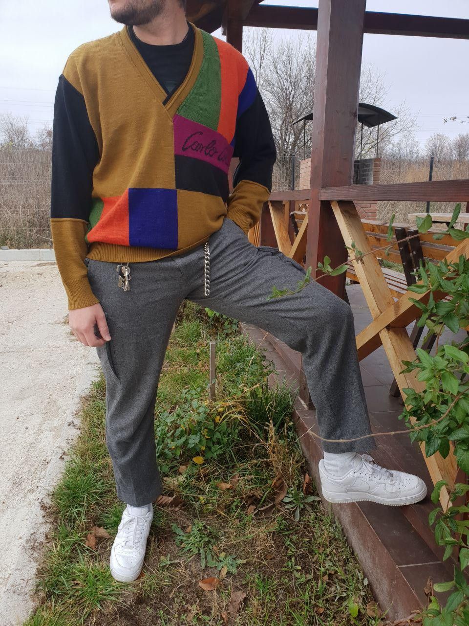 Carlo Colucci 80s Vintage Carlo Colucci Wool V Neck Sweater Size US L / EU 52-54 / 3 - 6 Thumbnail