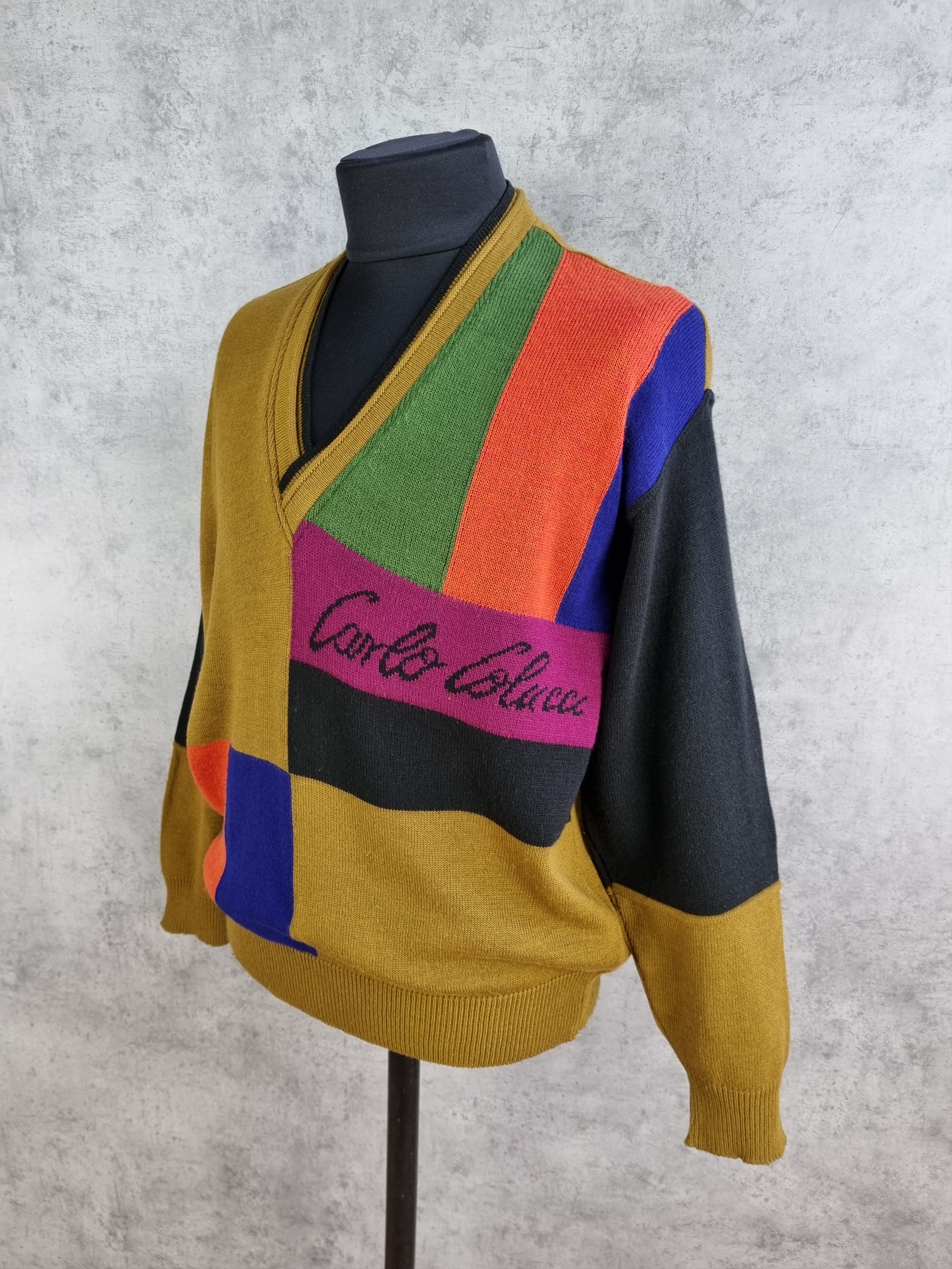 Carlo Colucci 80s Vintage Carlo Colucci Wool V Neck Sweater Size US L / EU 52-54 / 3 - 1 Thumbnail