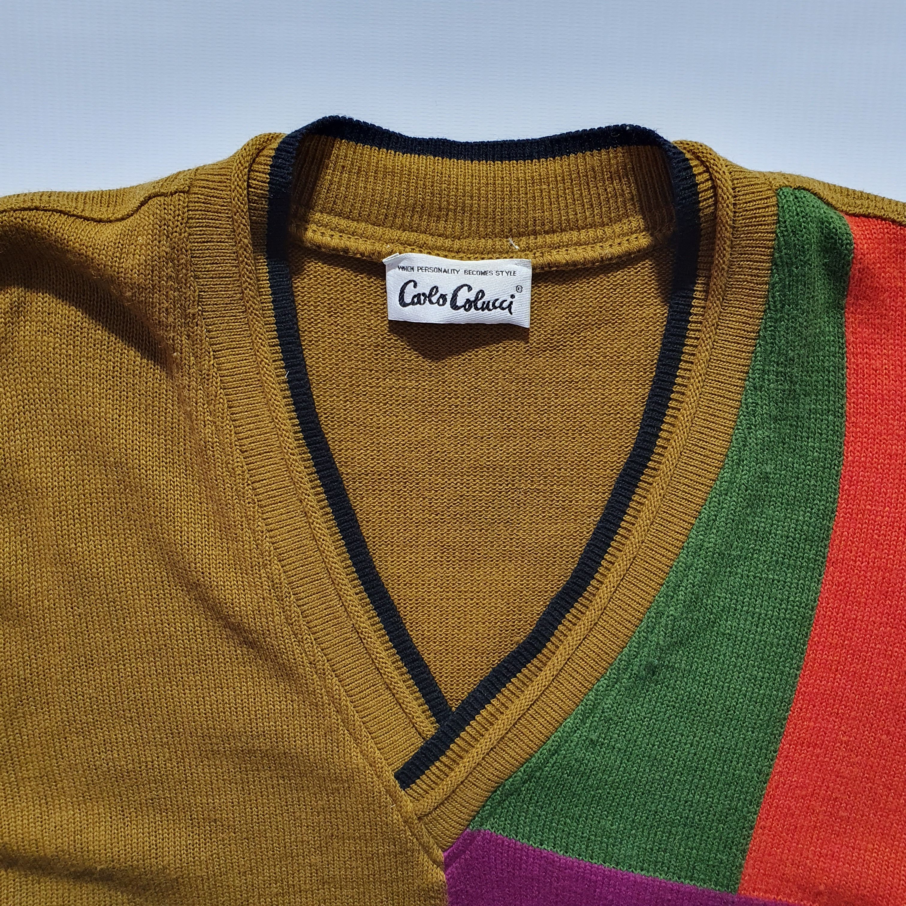 Carlo Colucci 80s Vintage Carlo Colucci Wool V Neck Sweater Size US L / EU 52-54 / 3 - 10 Thumbnail
