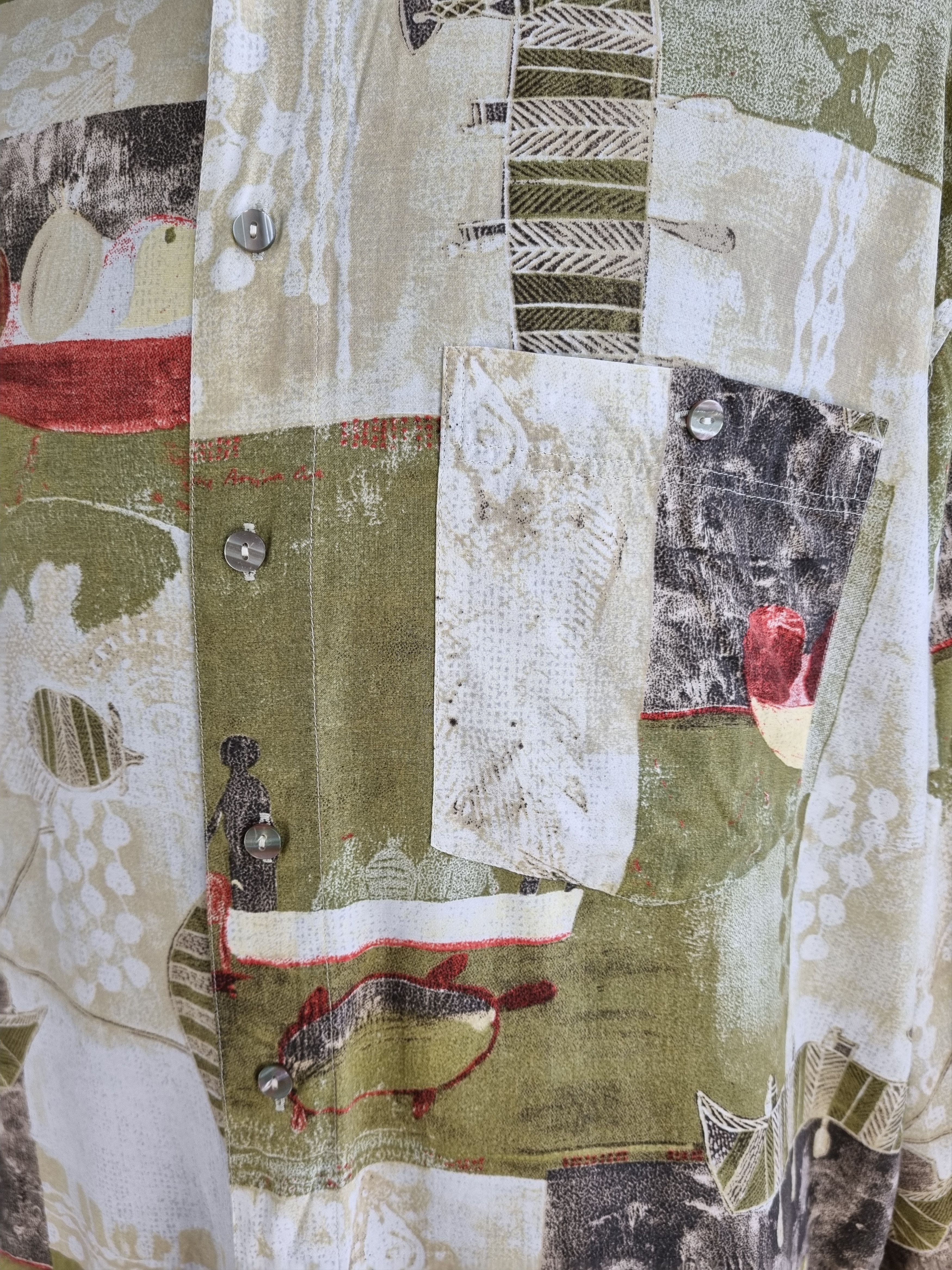 Vintage Rare Hawaiian Shirt Abstract Print DRIES VAN NOTEN style Size US M / EU 48-50 / 2 - 9 Thumbnail